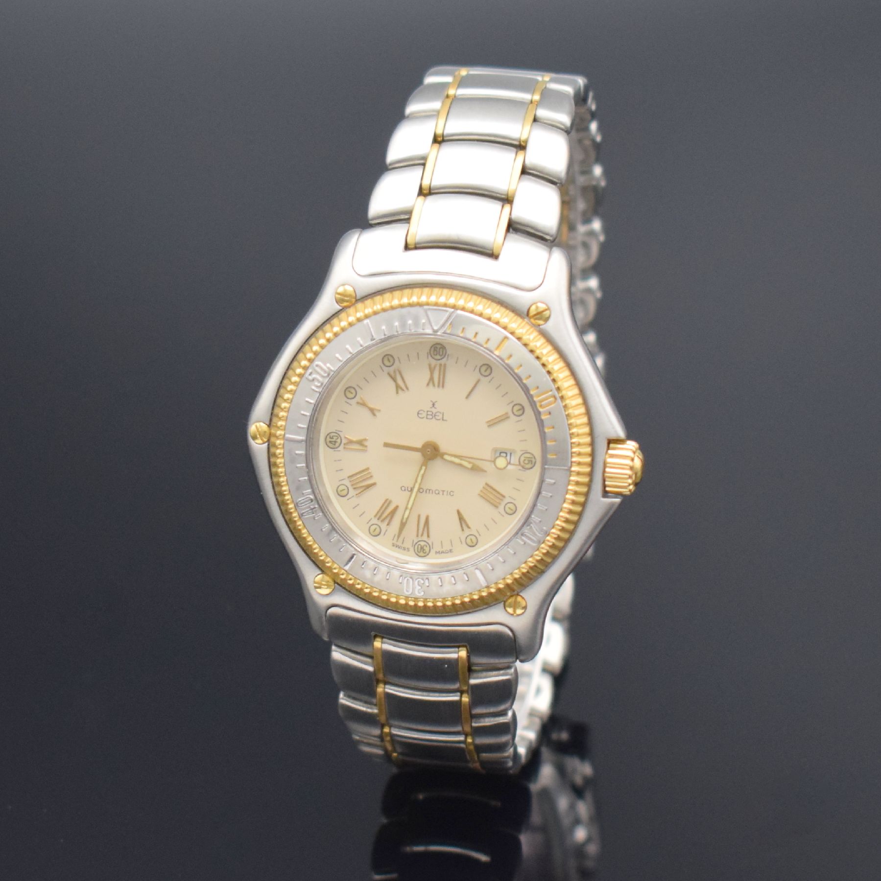 Detail b: EBEL Discovery Herrenarmbanduhr, Schweiz um 1995, Automatik, Edelstahl/GG 750/000 komb. inkl. Gliederband m. Faltschl., verschr. Boden (1x Schr. ...