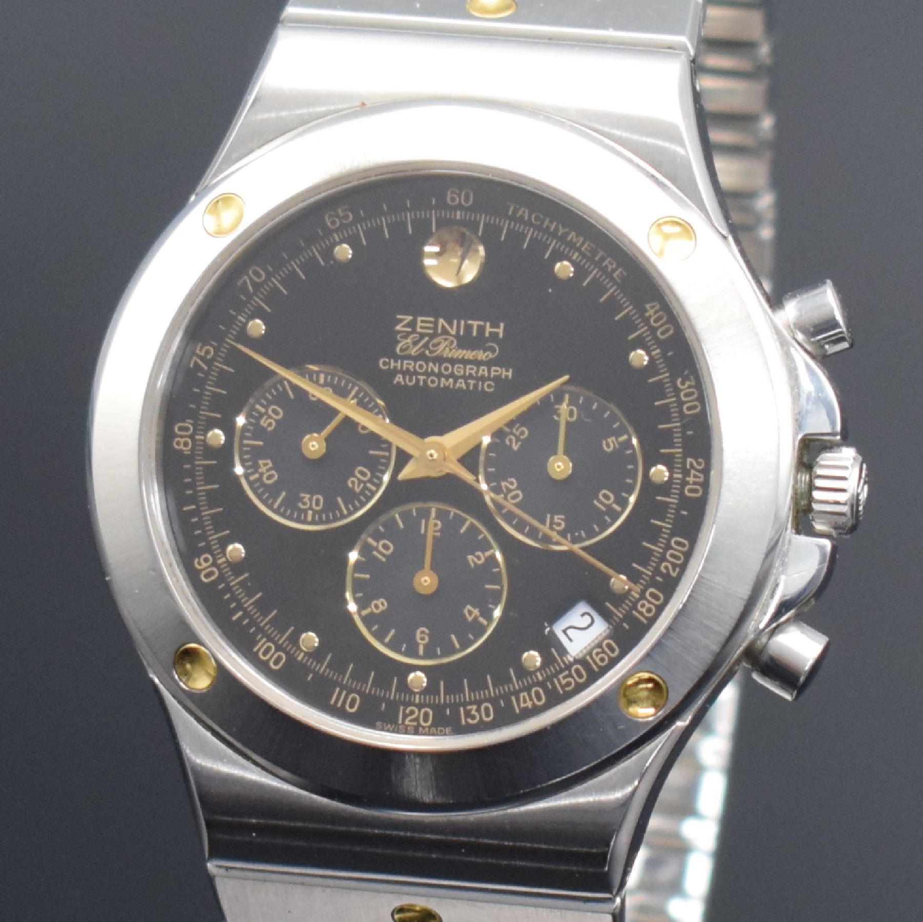 Detail a: ZENITH El Primero Pacific Armbandchronograph in Stahl, Schweiz um 1993, Automatik, Ref. 59.0010.400, Boden aufgedr., Krone verschr., orig. Stahlband ...