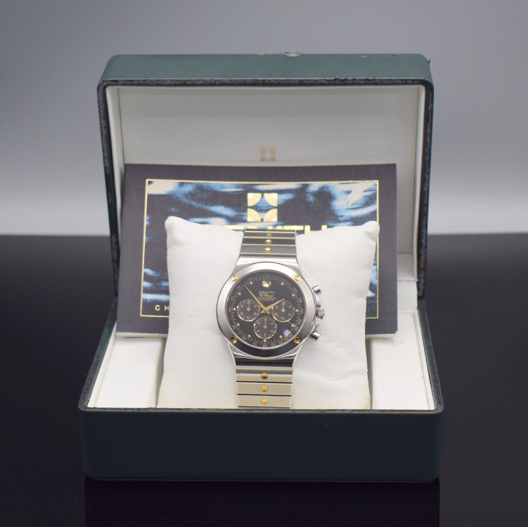 Detail e: ZENITH El Primero Pacific Armbandchronograph in Stahl, Schweiz um 1993, Automatik, Ref. 59.0010.400, Boden aufgedr., Krone verschr., orig. Stahlband ...
