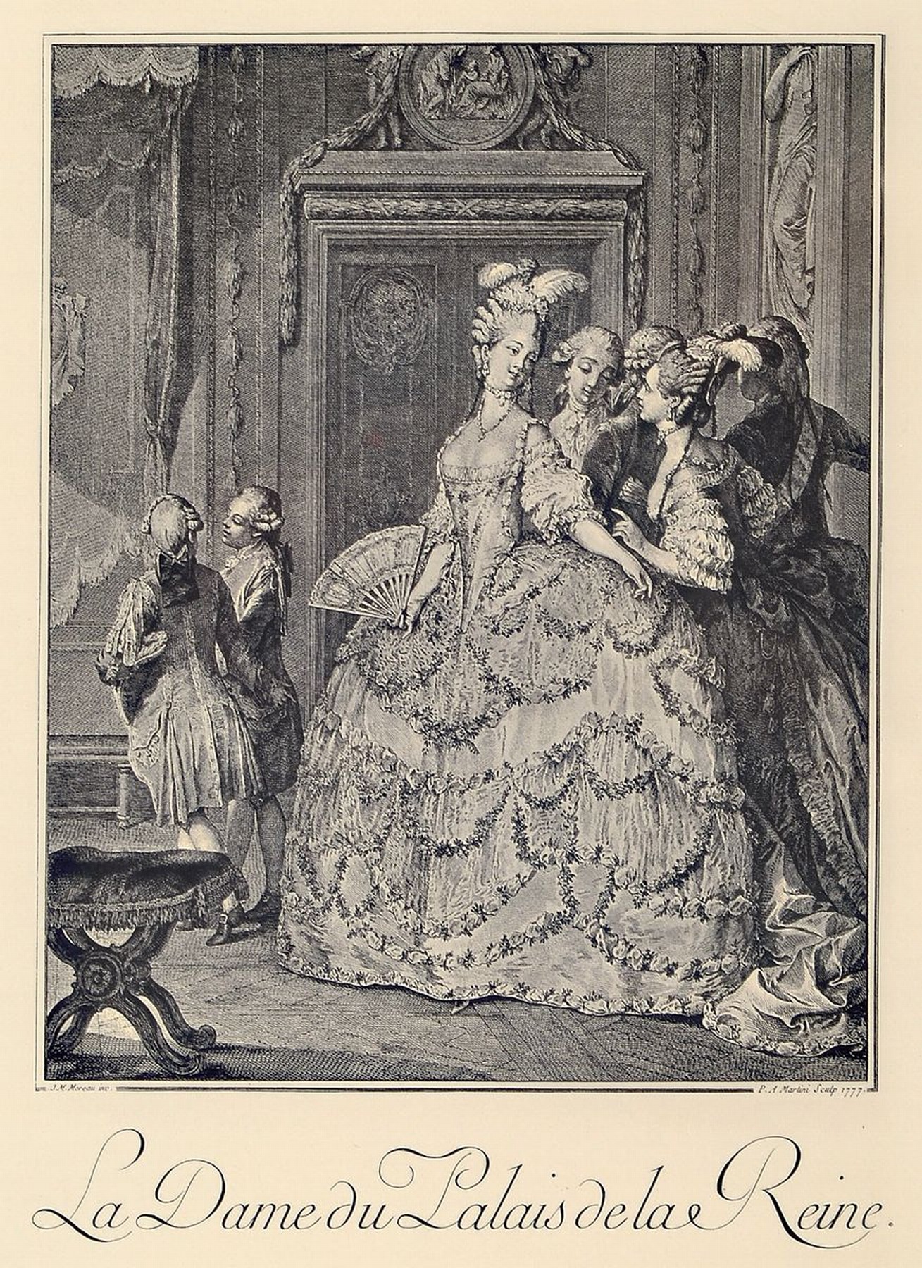Detail c: 12 Kupferstiche, J. M. Moreau, 1776, mit verschiedenen Szenen aus dem bürgerlichen Leben des 18. Jh., Passepartout, unter Glas gerahmt, jeweils ca. ...