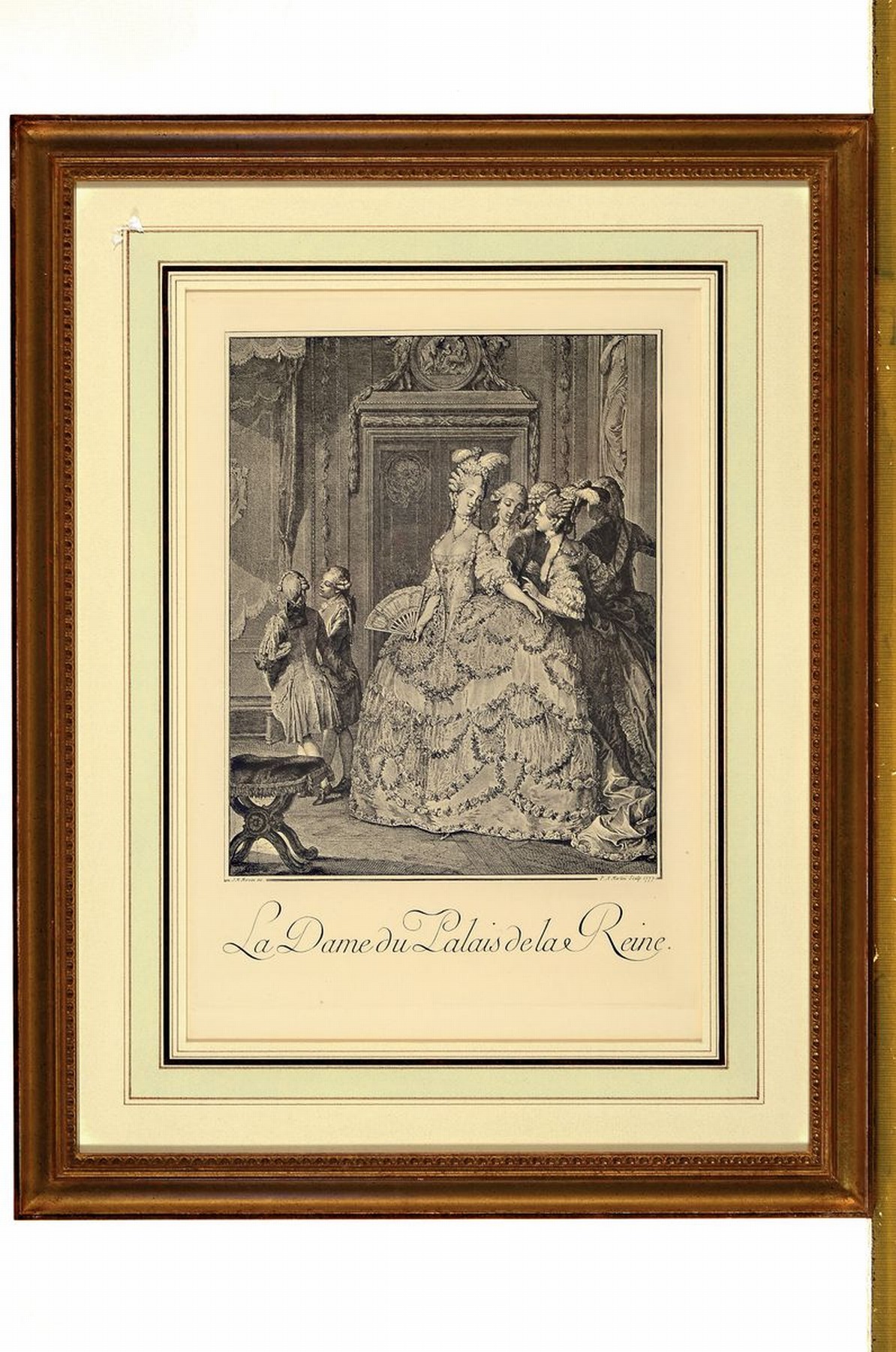 Detail n: 12 Kupferstiche, J. M. Moreau, 1776, mit verschiedenen Szenen aus dem bürgerlichen Leben des 18. Jh., Passepartout, unter Glas gerahmt, jeweils ca. ...