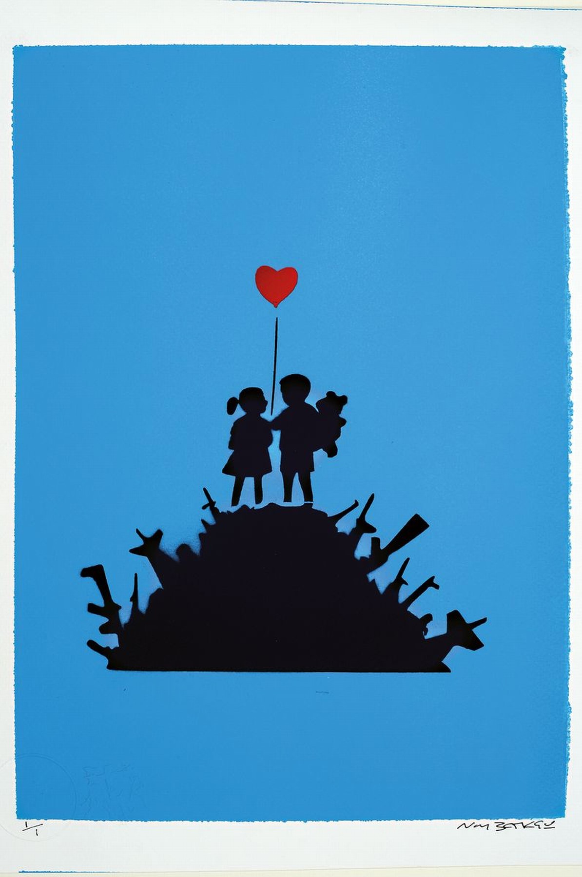 Detail k: by Not Banksy, "Kids ON GUN HILL", Sprühfarbe/Pappe, 2020, num. 1/1, sign., Zertifikat, ca. 38x28 cm
