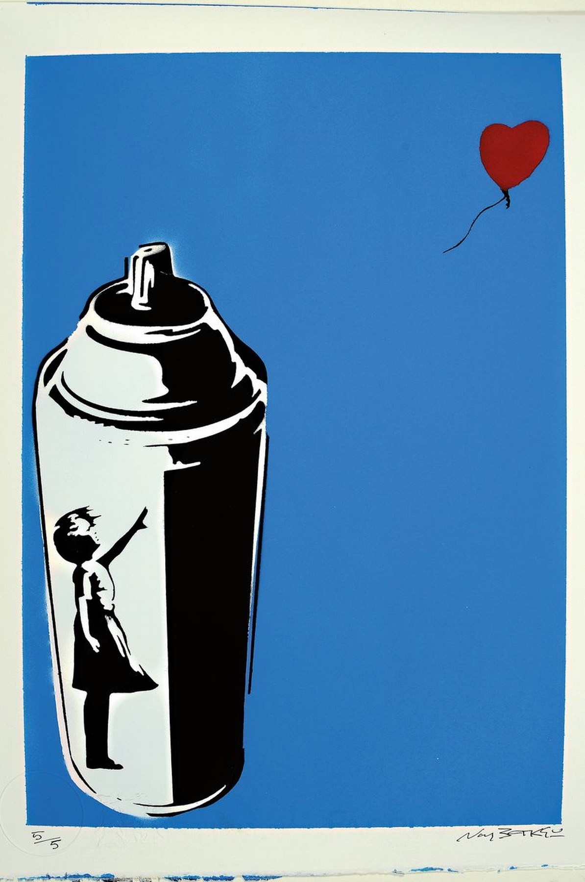 Detail k: By Not Banksy, "Balloon Girl", Sprühtechnik/dünner Pappe, 2020, num. 5/5, sign., Zertifikat ca. 38x28 cm