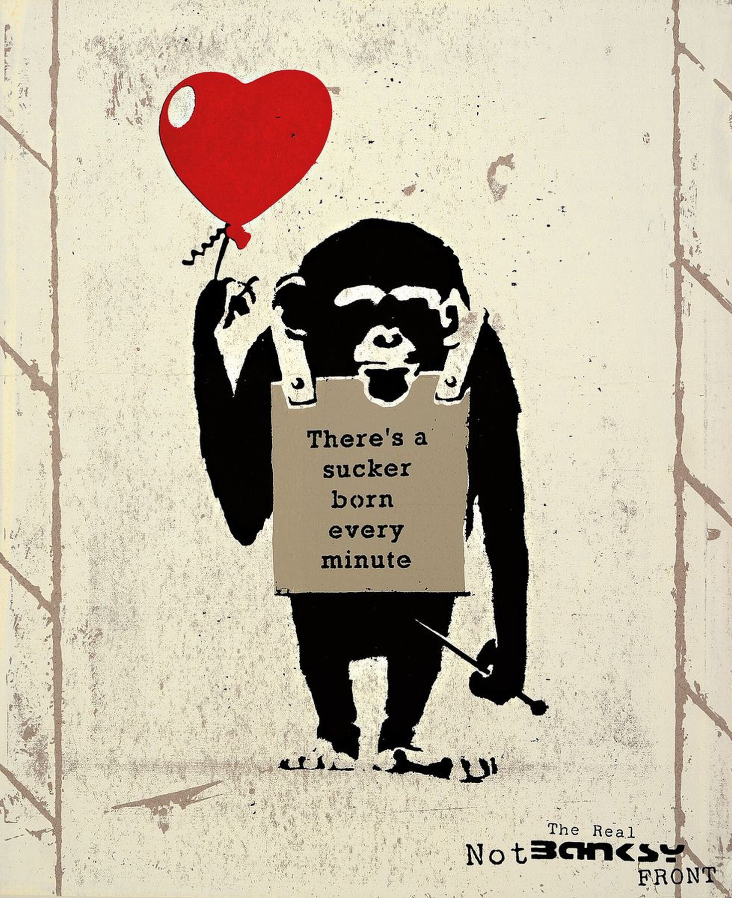Banksy by Not Banksy, "True Love Fake Art Suckers!", Farbsiebdruck/Karton, 2019, Auflage 500, verso sign., num., Stempel, gebrsp., ca. ...