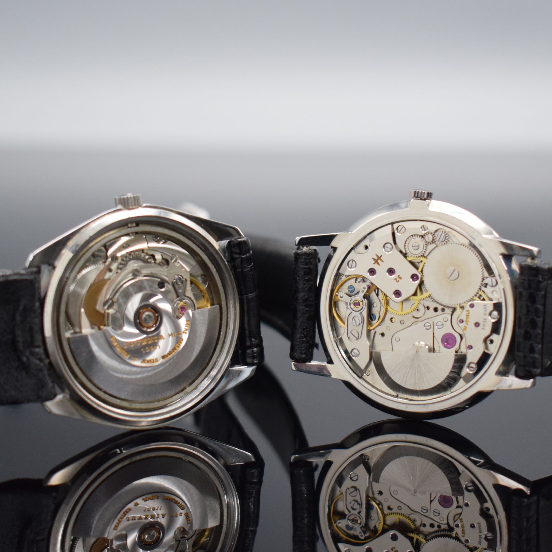 Detail f: HAMILTON / JUVENIA 2 nahezu neuwertige Armbanduhren in Stahl, Schweiz um 1970, Automatik, HAMILTON Intra-Matic: 3-tlg. Geh., Boden & Glasrand ...