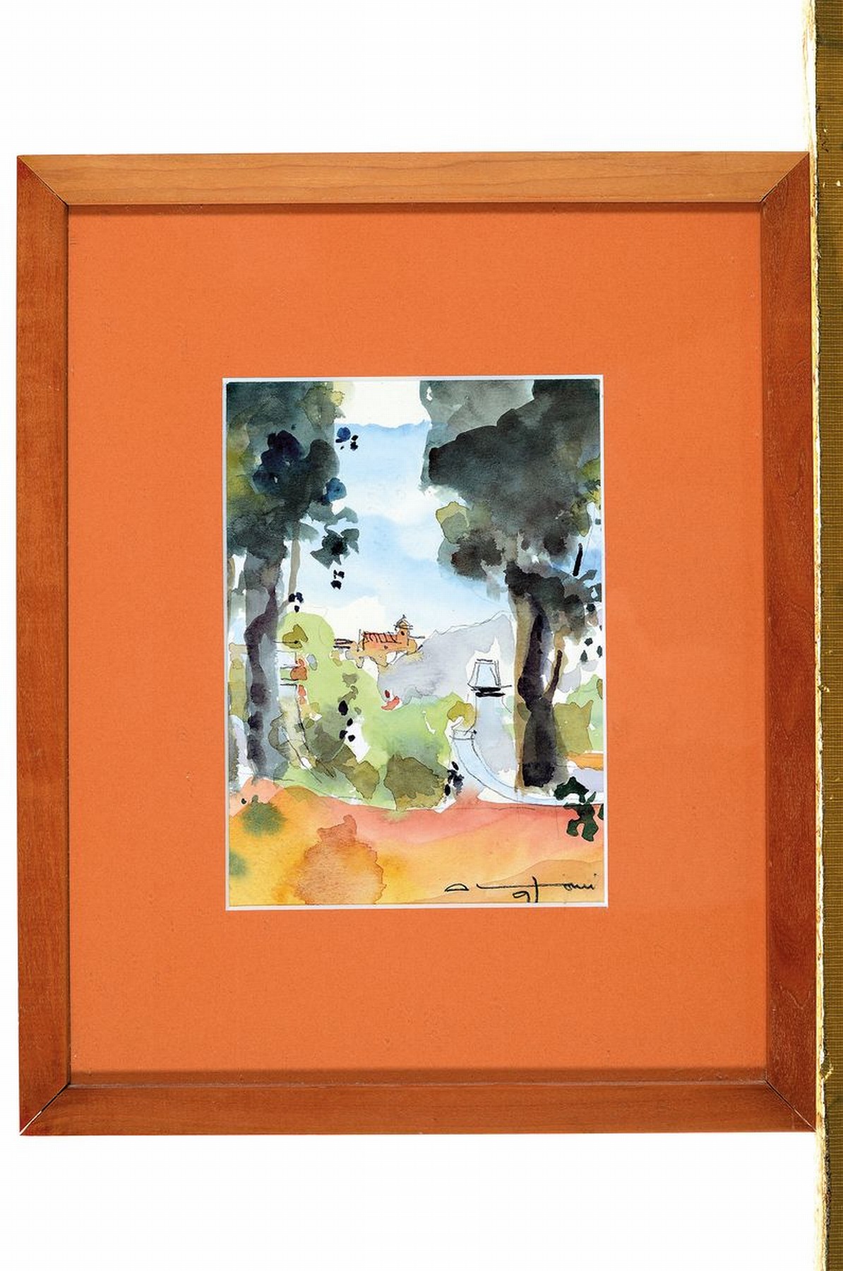Detail k: Adrien Moroni, geb. 1943 Monaco, Studium in Nizza, hier: Landschaft, Aquarell auf Papier, rechts unten signiert und dat. 97, ca. 18x12cm, PP, u.Gl., ...