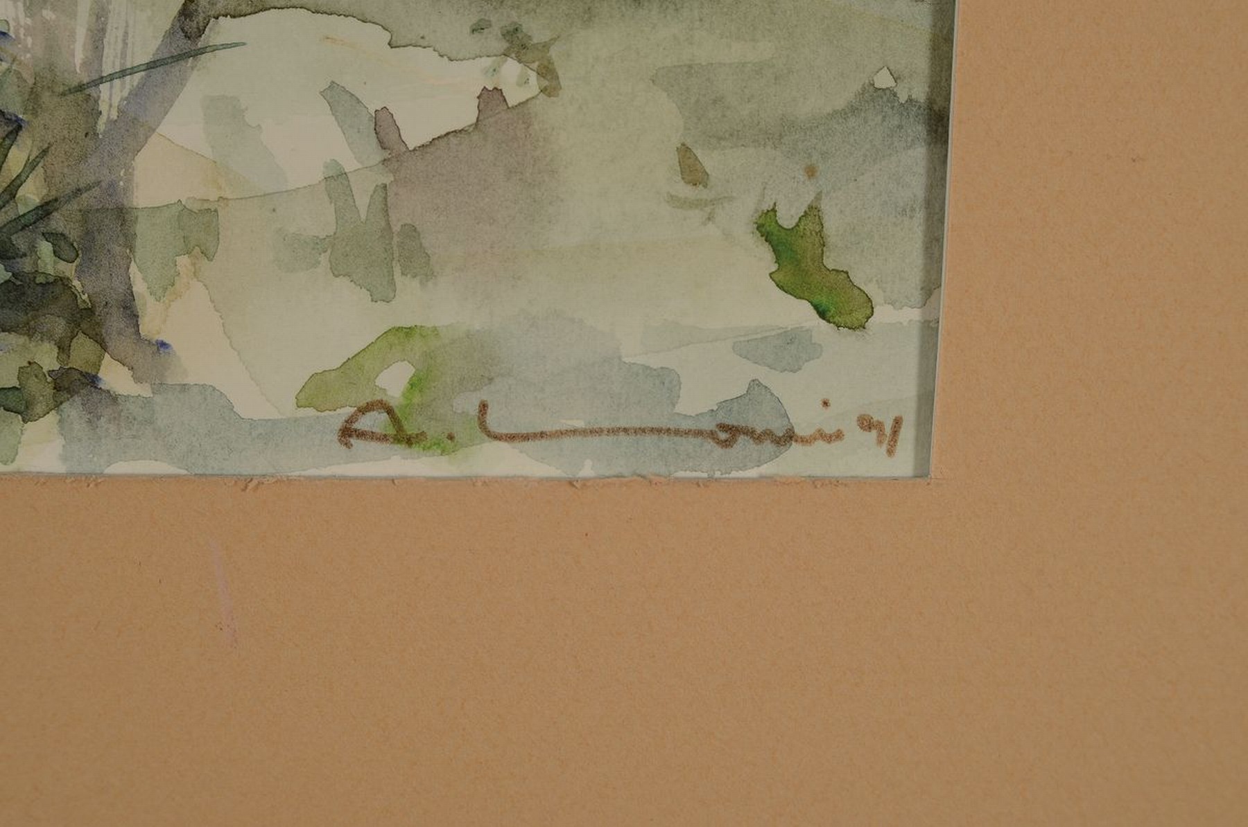 Detail a: Adrien Moroni, geb. 1943 Monaco, Studium in Nizza, hier: Wald, Aquarell auf Papier, rechts unten signiert und dat. 91, ca. 22x18 cm, PP, R. (ohne ...
