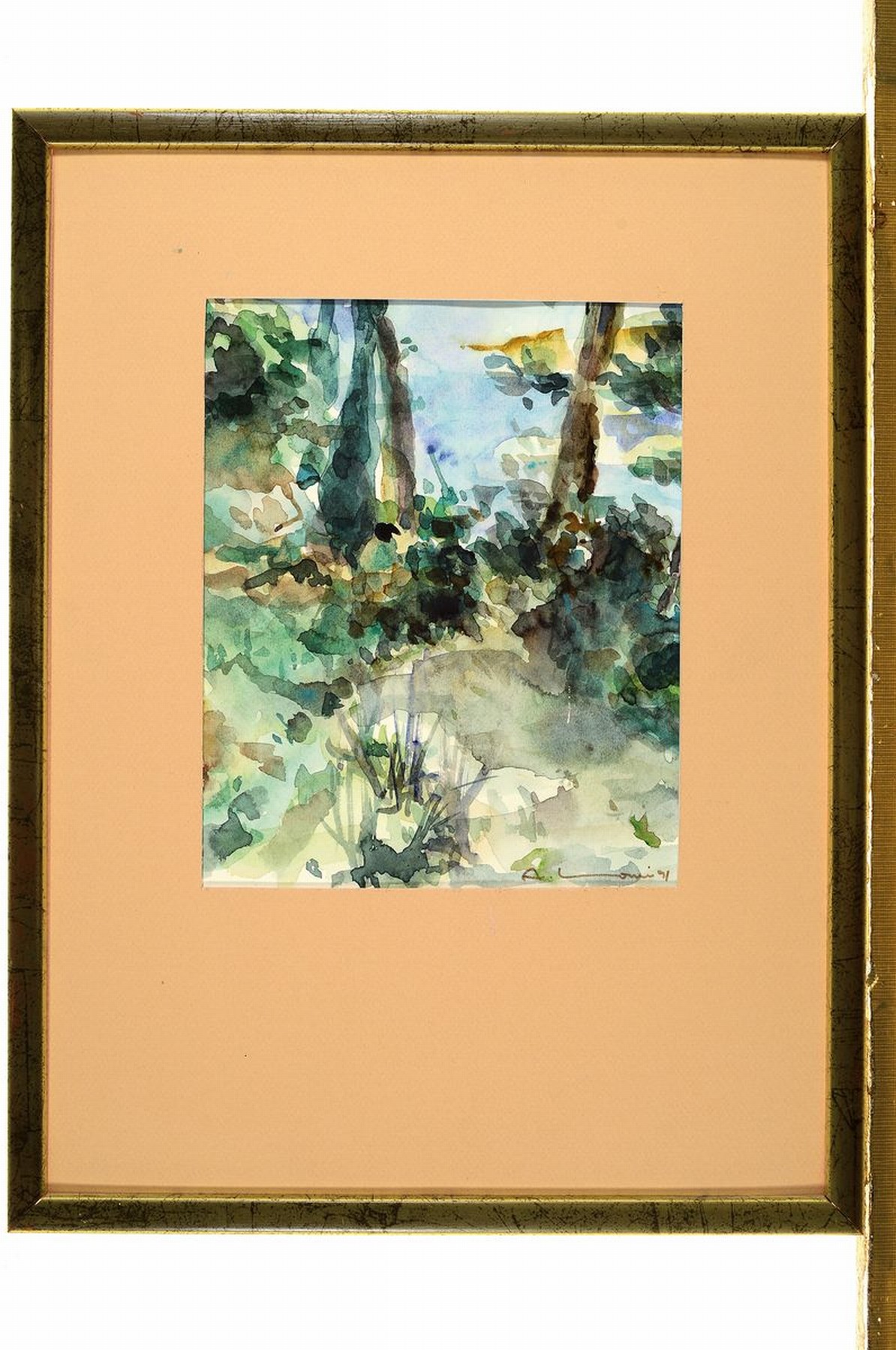 Detail k: Adrien Moroni, geb. 1943 Monaco, Studium in Nizza, hier: Wald, Aquarell auf Papier, rechts unten signiert und dat. 91, ca. 22x18 cm, PP, R. (ohne ...