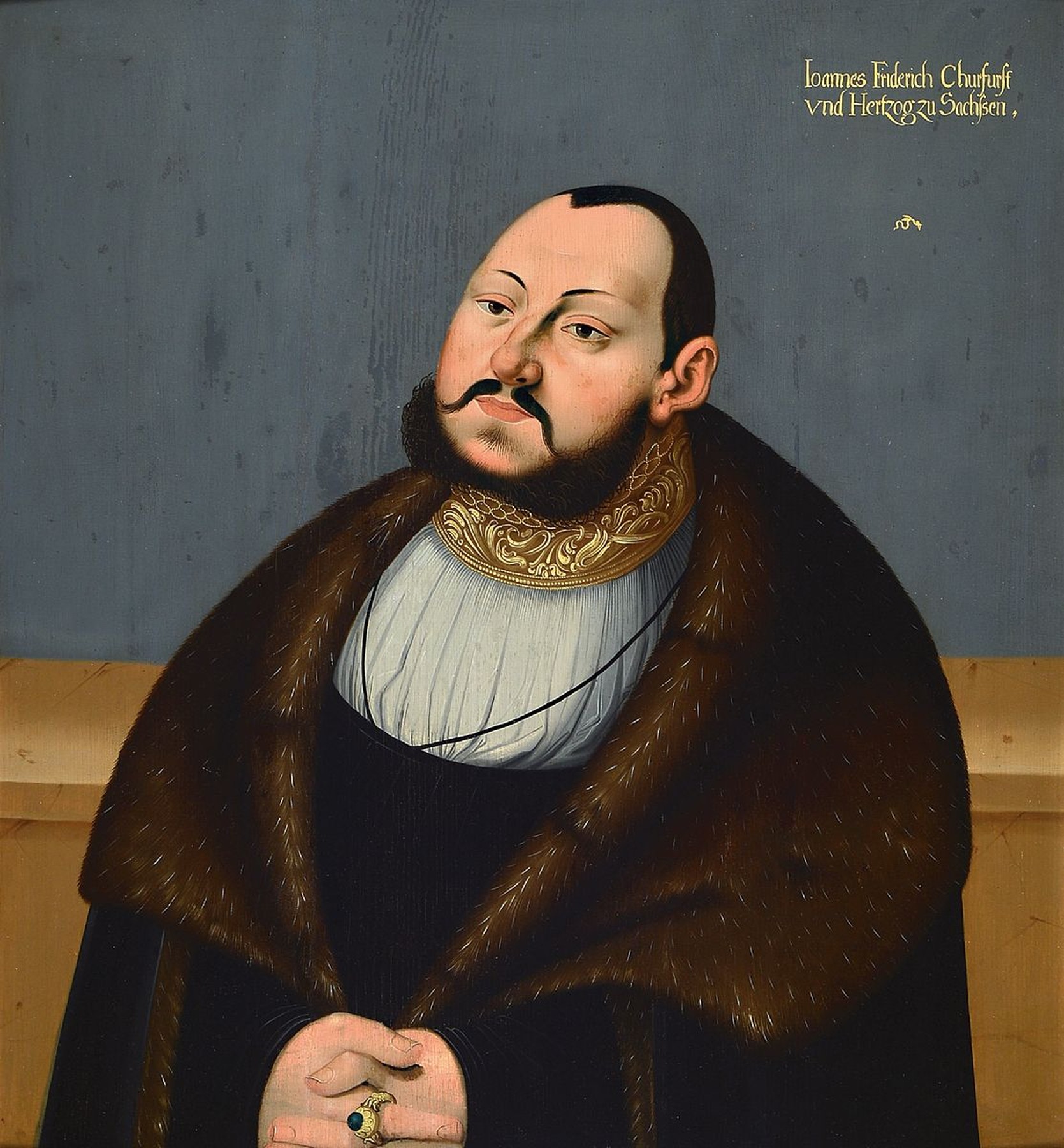 Nachfolge Lucas Cranach d.Ä.: Bildnis Johann Friedrich der Großmütige, Kurfürst von Sachsen (1503-1554), wohl 18.Jh., nach dem Vorbild des ...