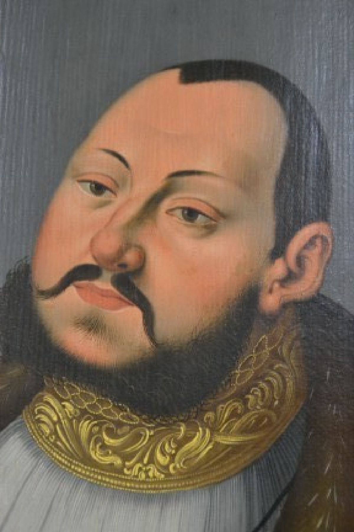 Detail b: Nachfolge Lucas Cranach d.Ä.: Bildnis Johann Friedrich der Großmütige, Kurfürst von Sachsen (1503-1554), wohl 18.Jh., nach dem Vorbild des ...