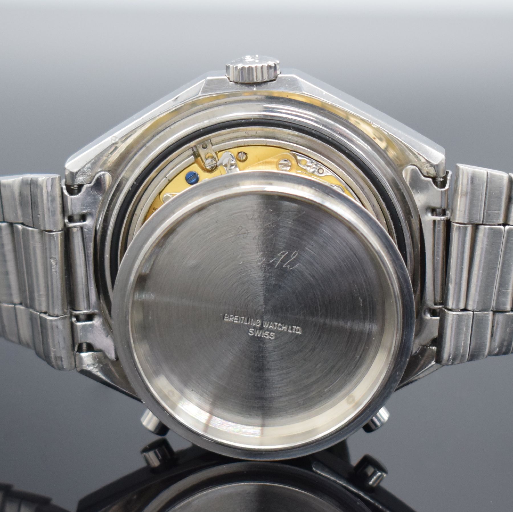 Detail g: BREITLING Navitimer Armbandchronograph für die Irakische Luftwaffe Referenz 1806, Schweiz um 1975, Automatik, Edelstahlgeh. inkl. orig. Gliederband ...