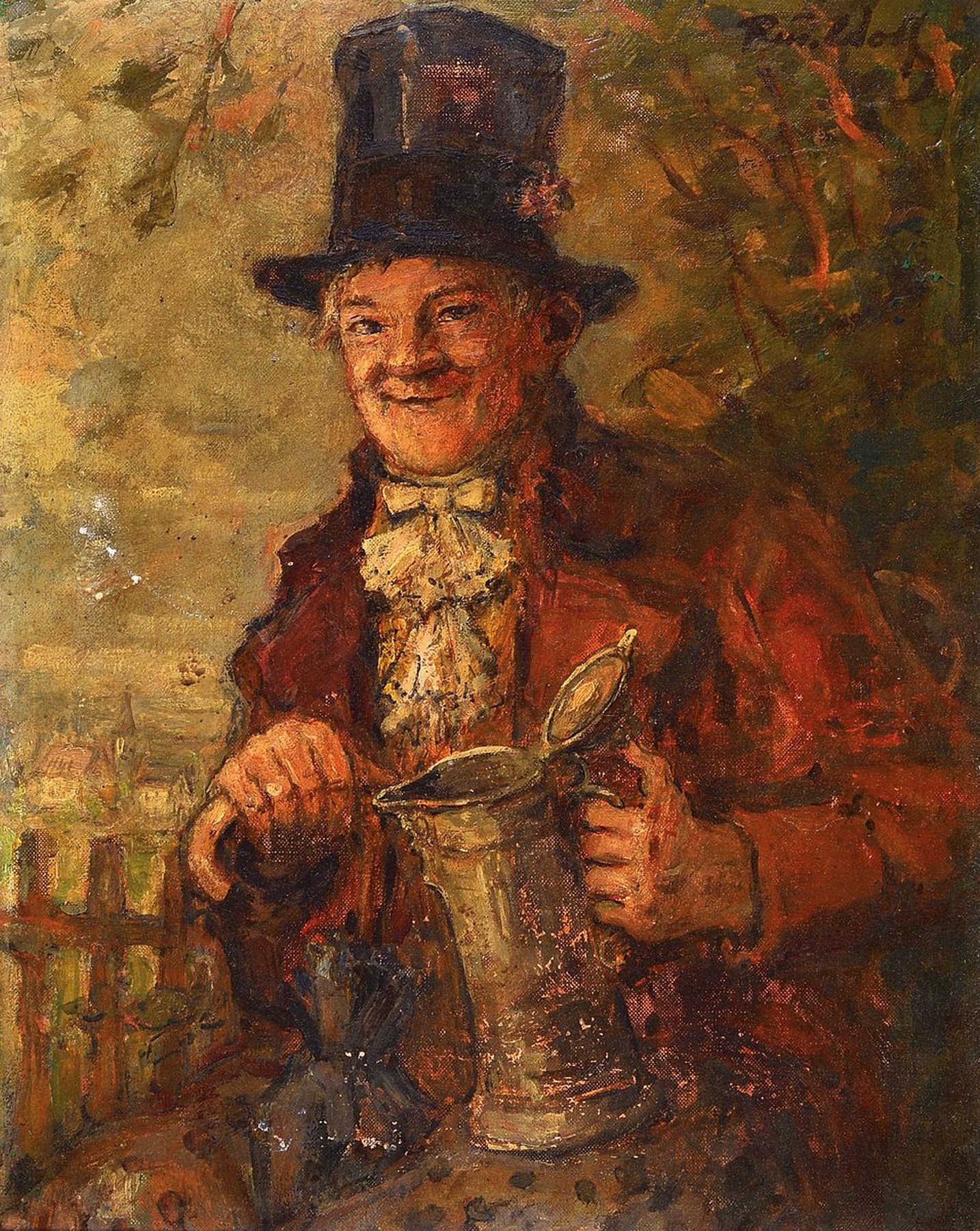Rudolf Wolf, 1877 Leipzig - 1940 München, Studium in Dresden und München, u.a. bei Victor Paul Mohn und Wilhelm von Diez, hier: "Das Glück im ...