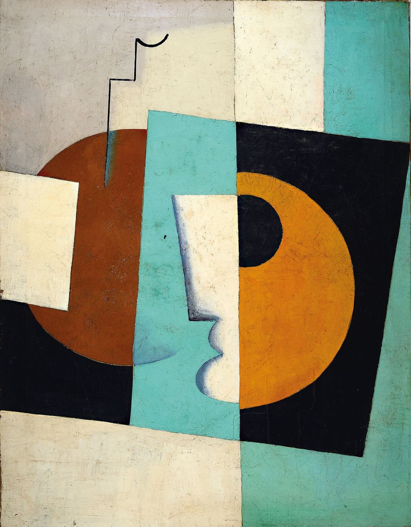 Unbekannter Künstler im Stile der russischen Avantgarde der 1.H. des 20.Jh., abstrakt -figurale Komposition im Stile des Suprematismus, stärker ...