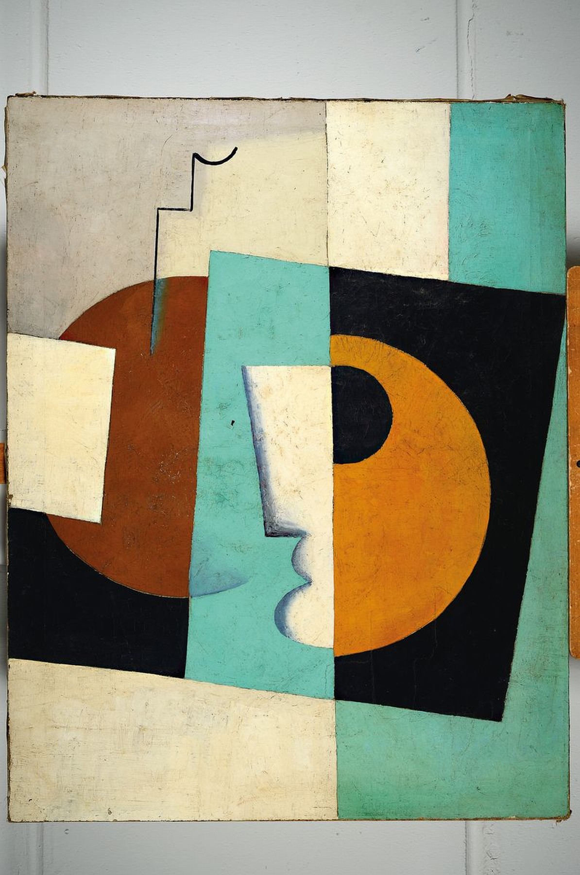 Detail k: Unbekannter Künstler im Stile der russischen Avantgarde der 1.H. des 20.Jh., abstrakt -figurale Komposition im Stile des Suprematismus, stärker ...