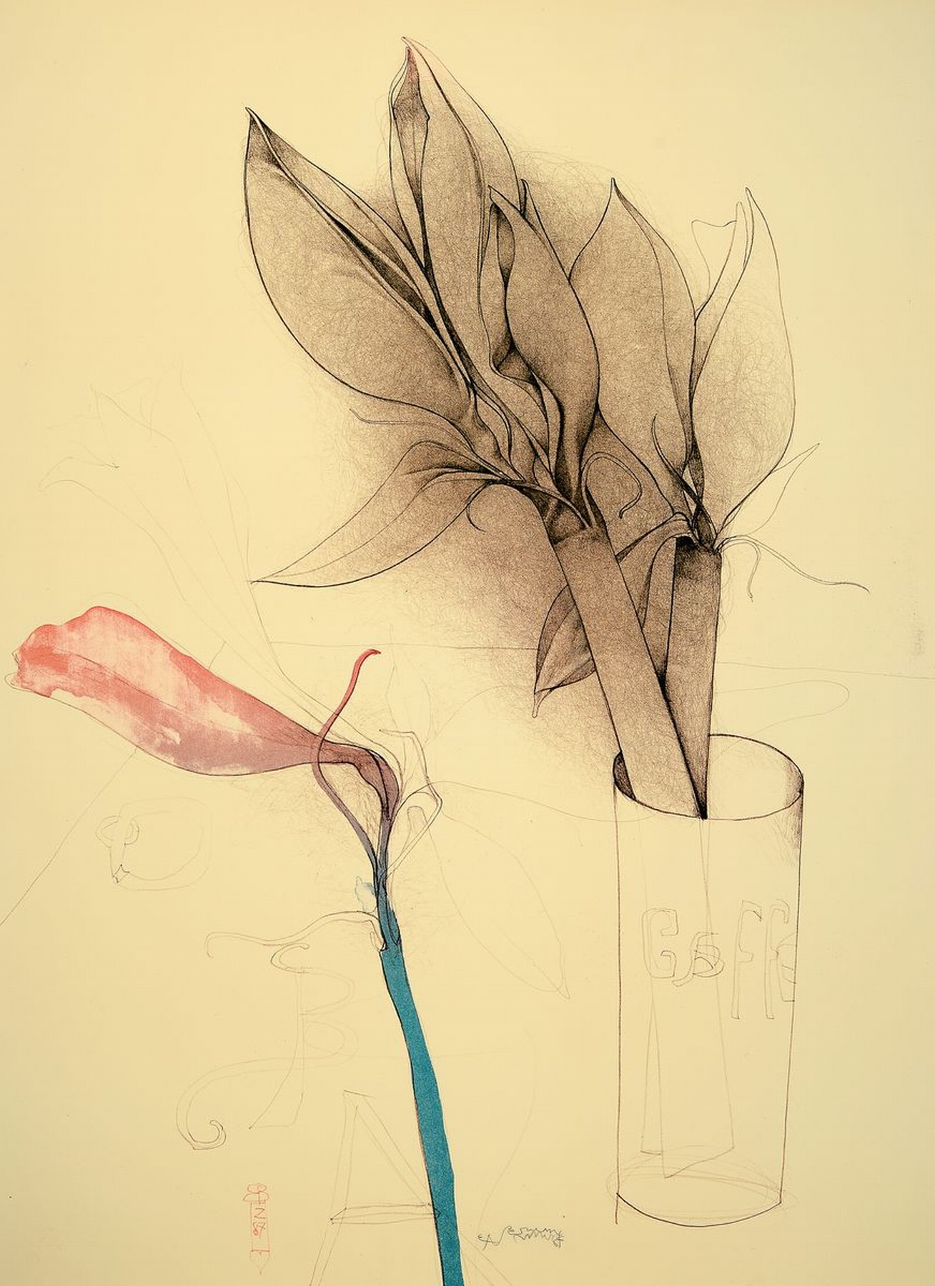 Bruno Bruni, geb. 1935 Gradara/Italien, Amaryllis und Gaffel von 1987, WV 346, aus 150er Auflage, handsigniert und EA, ca. 80x59cm