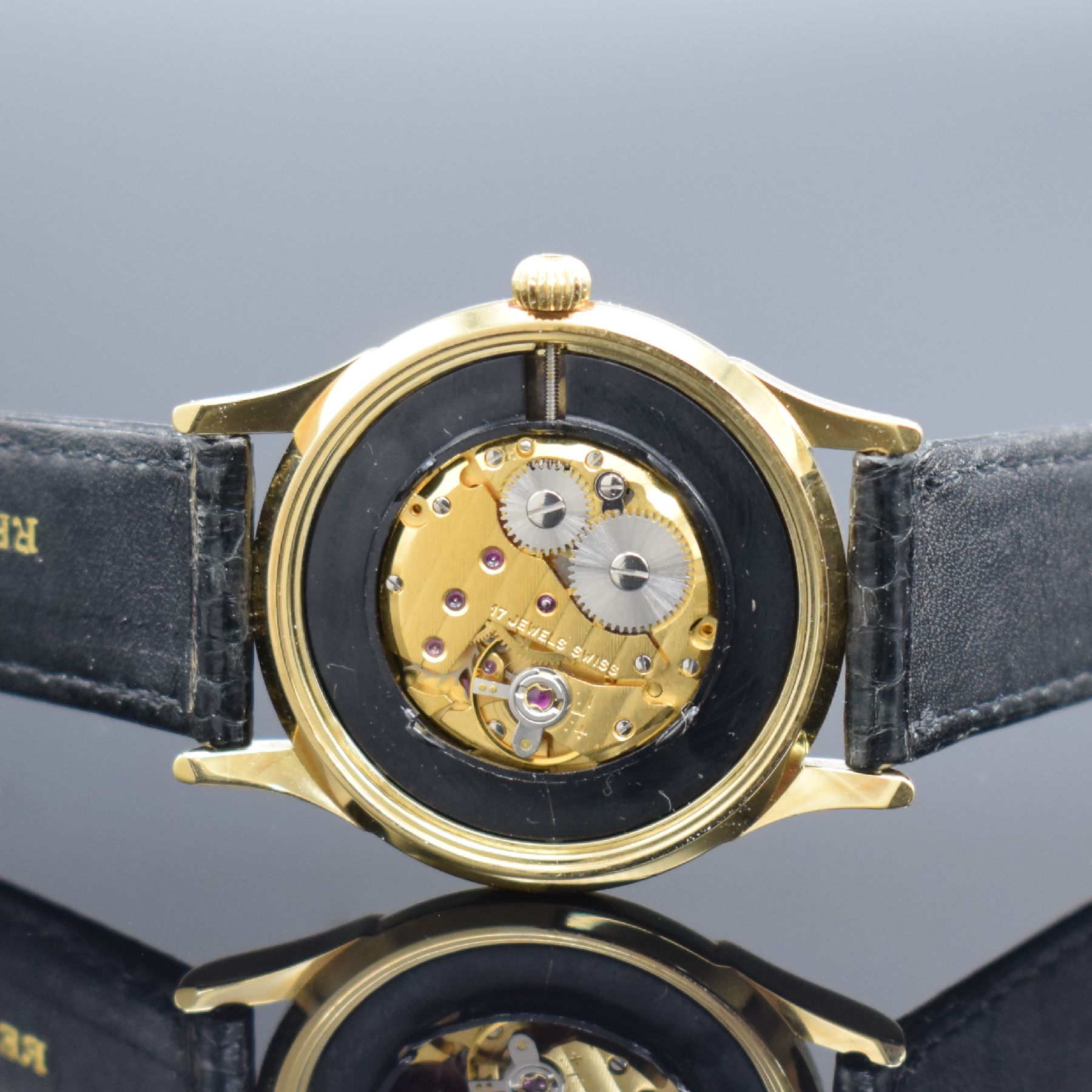 Detail e: REVUE THOMMEN Herrenarmbanduhr Saltarello Referenz 5222001, Handaufzug, verg. Metallgeh. inkl. orig. Lederband m. orig. Dornschl., aufgedr. ...