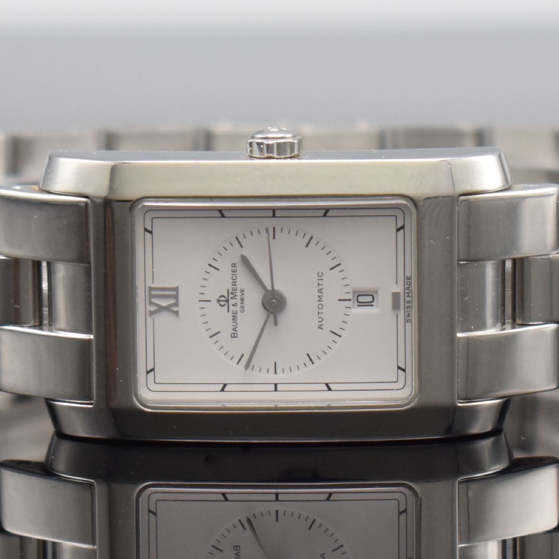 Detail a: BAUME & MERCIER Armbanduhr Hampton Referenz MV045120, Automatik, Edelstahlgeh. inkl. Gliederband m. dopp. Faltschl., weißes Zifferbl., Anz. v. Std., ...