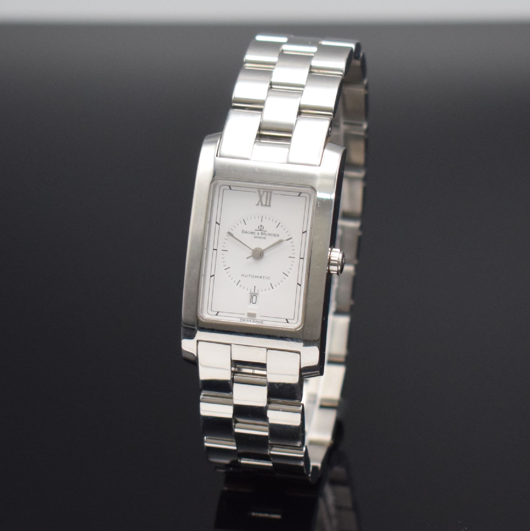 Detail b: BAUME & MERCIER Armbanduhr Hampton Referenz MV045120, Automatik, Edelstahlgeh. inkl. Gliederband m. dopp. Faltschl., weißes Zifferbl., Anz. v. Std., ...