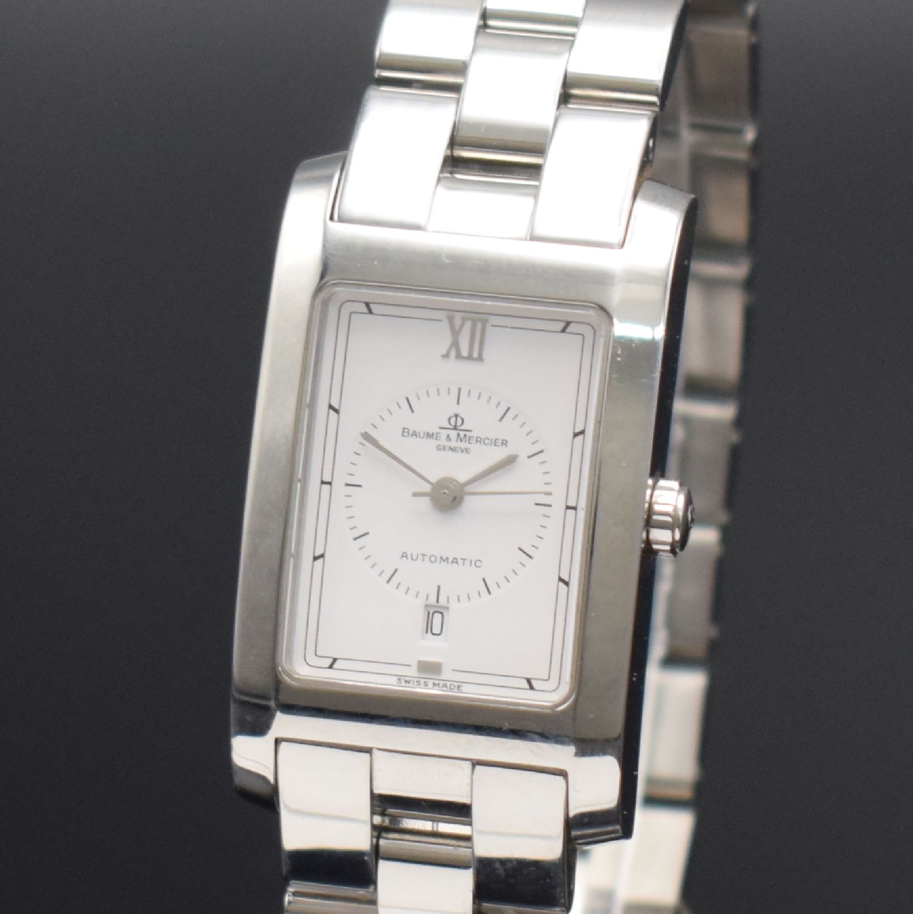 Detail c: BAUME & MERCIER Armbanduhr Hampton Referenz MV045120, Automatik, Edelstahlgeh. inkl. Gliederband m. dopp. Faltschl., weißes Zifferbl., Anz. v. Std., ...