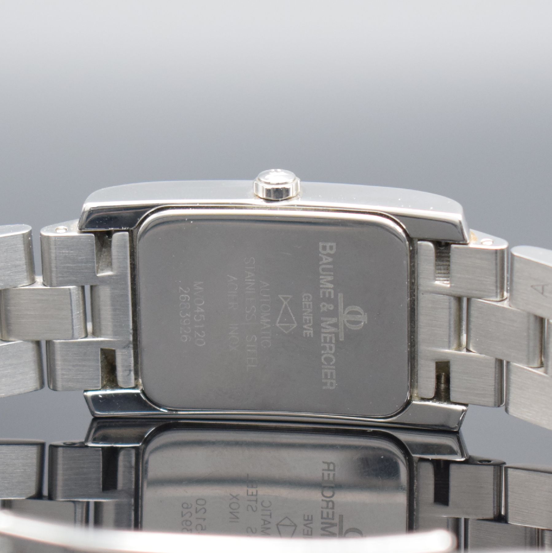 Detail f: BAUME & MERCIER Armbanduhr Hampton Referenz MV045120, Automatik, Edelstahlgeh. inkl. Gliederband m. dopp. Faltschl., weißes Zifferbl., Anz. v. Std., ...