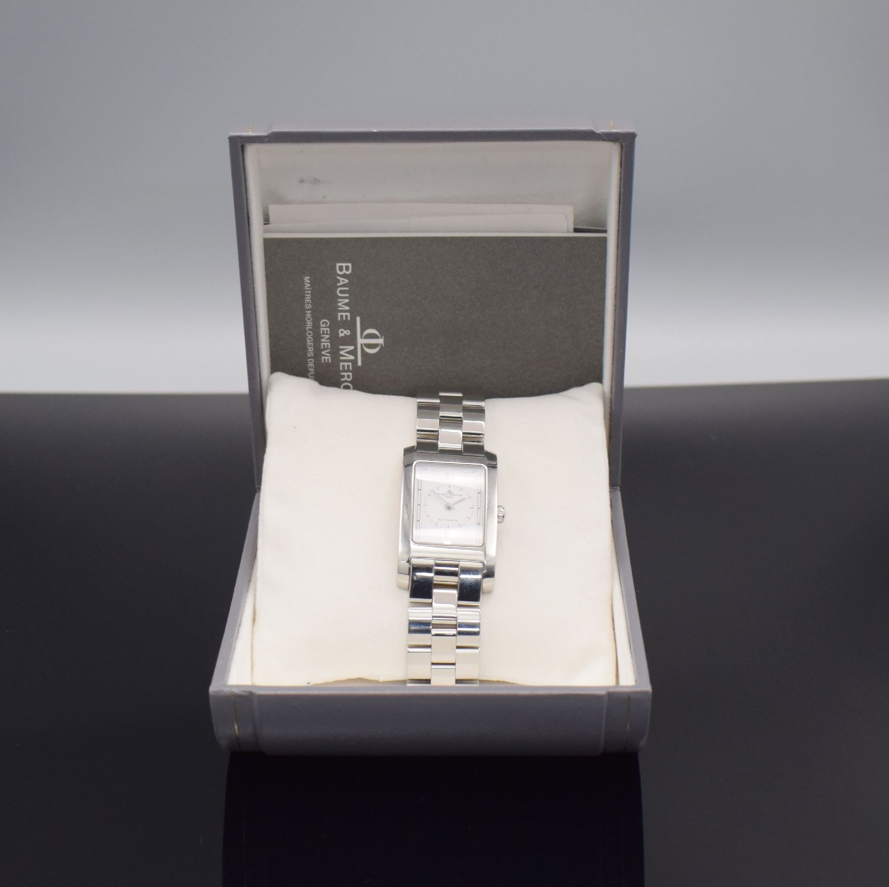 Detail g: BAUME & MERCIER Armbanduhr Hampton Referenz MV045120, Automatik, Edelstahlgeh. inkl. Gliederband m. dopp. Faltschl., weißes Zifferbl., Anz. v. Std., ...