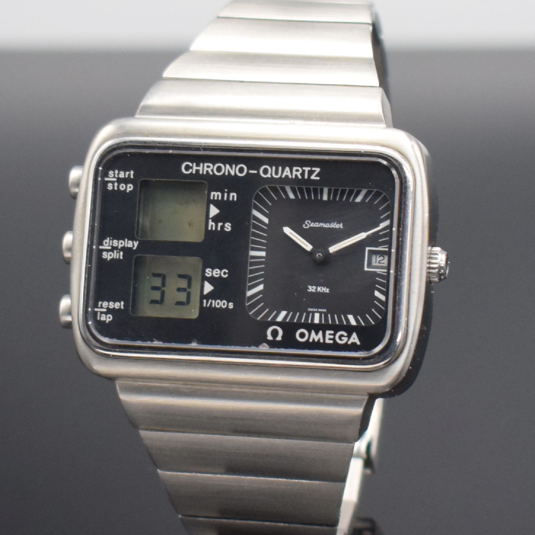 Detail a: OMEGA seltener Olympia Chronograph Seamaster Chrono-Quartz Referenz 196.0052 / 396.0839, Schweiz, herausgegeben anlässlich olympischer Spiele 1976, ...