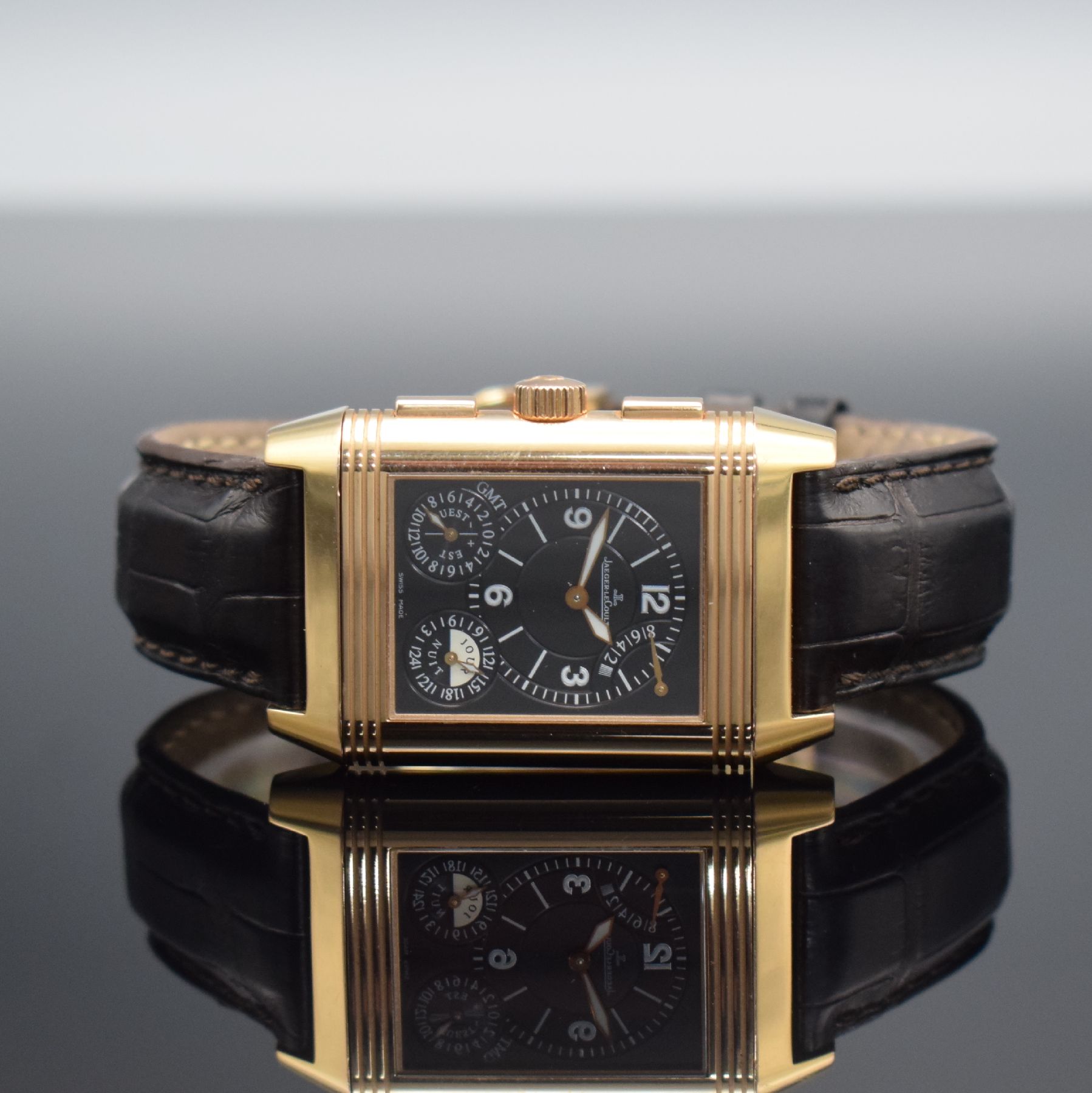 Detail c: Jaeger-LeCoultre Herrenarmbanduhr Reverso Grande GMT in Rosépink gold 750/000 Referenz Q3022420 / 240.2.18, Handaufzug, um 180 Grad drehbares ...