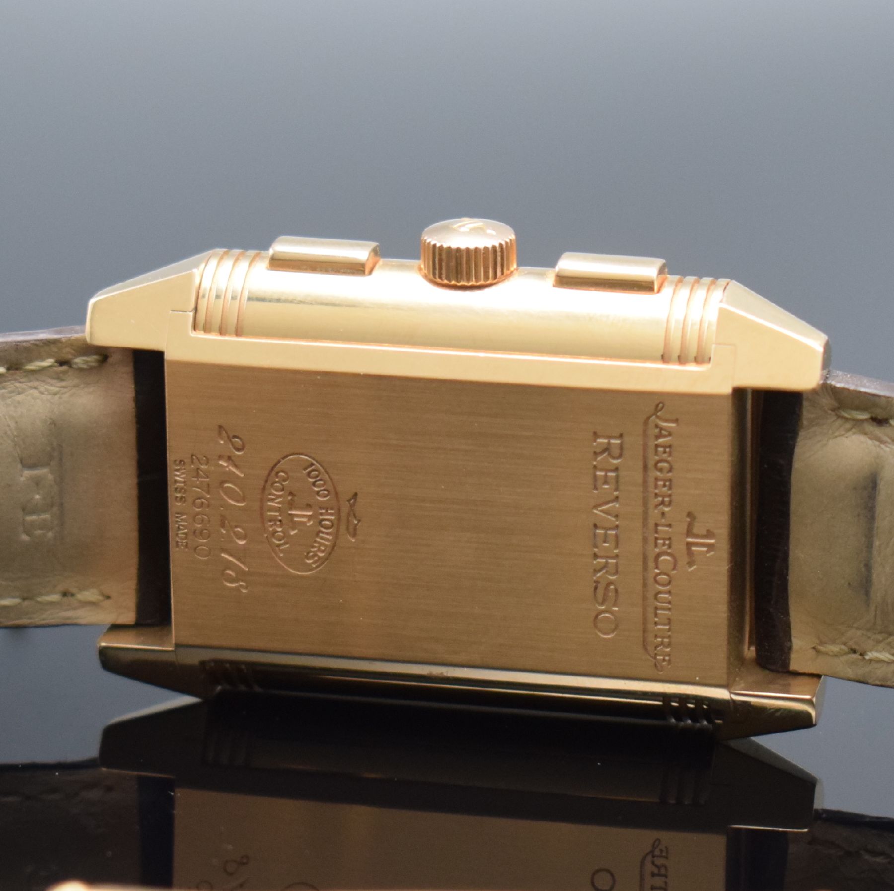 Detail j: Jaeger-LeCoultre Herrenarmbanduhr Reverso Grande GMT in Rosépink gold 750/000 Referenz Q3022420 / 240.2.18, Handaufzug, um 180 Grad drehbares ...