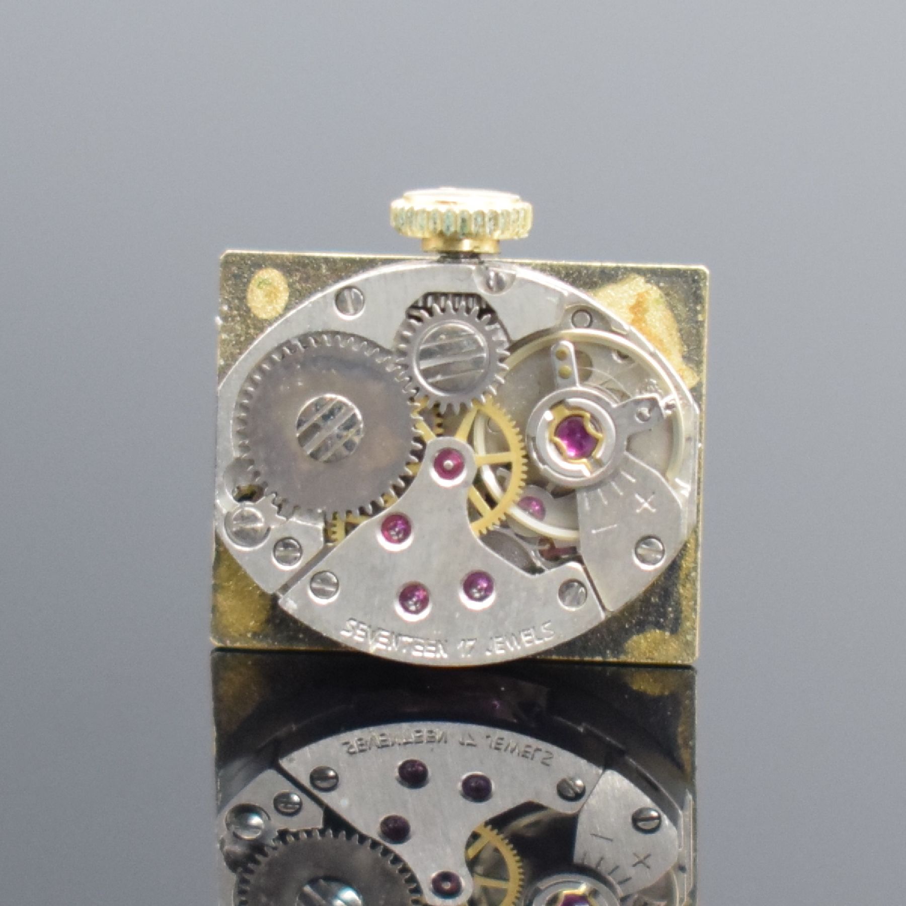 Detail f: ANKER 85 Damenarmbanduhr in GG 585/000, Handaufzug, Schweiz um 1970, Boden aufgedr., gold. Strukturzifferbl. m. aufgel. Indizes, Anz. v. Std. & Min., ...