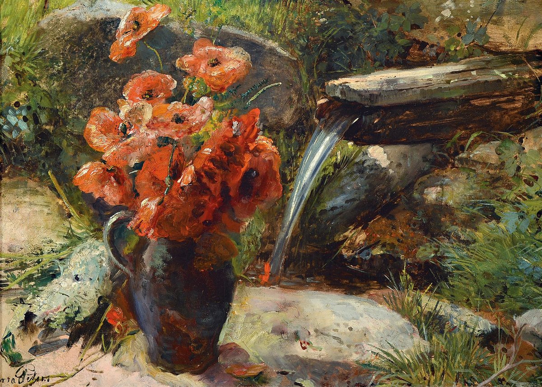 Anna Peters, 1843 Mannheim - 1926 Stuttgart, frühe Unterrichtung in Landschaftsmalerei durch den Vater Pieter Francis Peters, Studienreisen nach ...