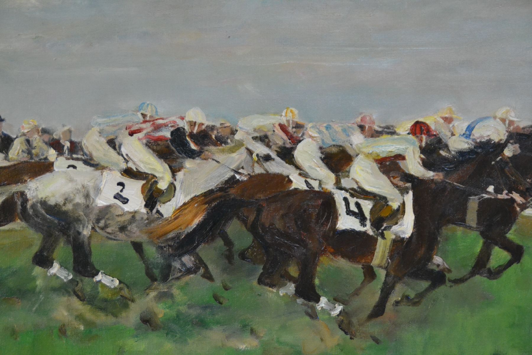 Detail b: Otto Dill, 1884 Neustadt - 1957 Bad Dürkheim , "Im Endspurt", so auf Keilrahmen bezeichnet, augenblickhafte Wiedergabe des Tempos der ...