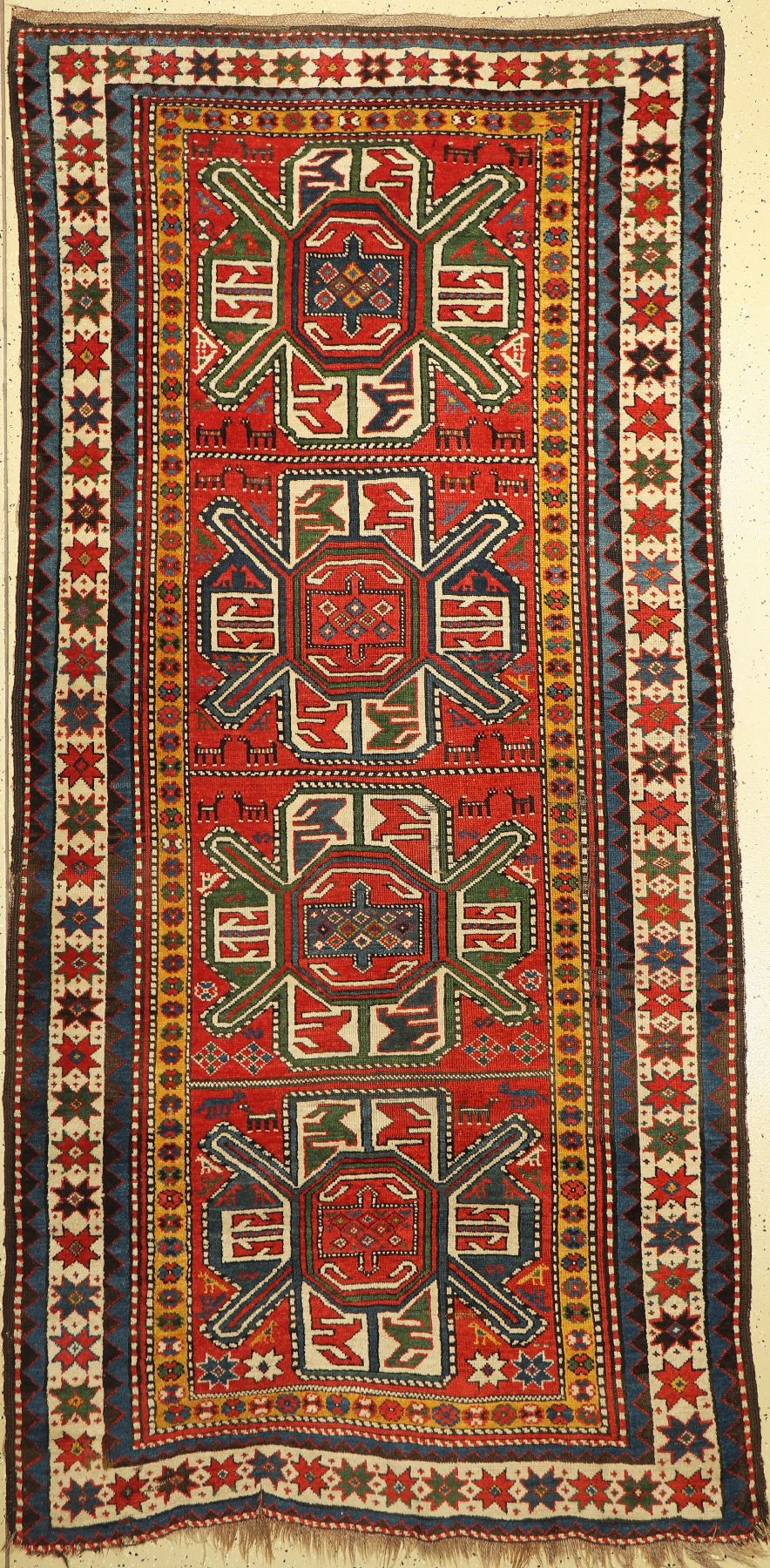 Tier-Göl Kazak, Kaukasus, 19. Jhd, Wolle auf Wolle, ca. 280 x 136 cm, EHZ: 4