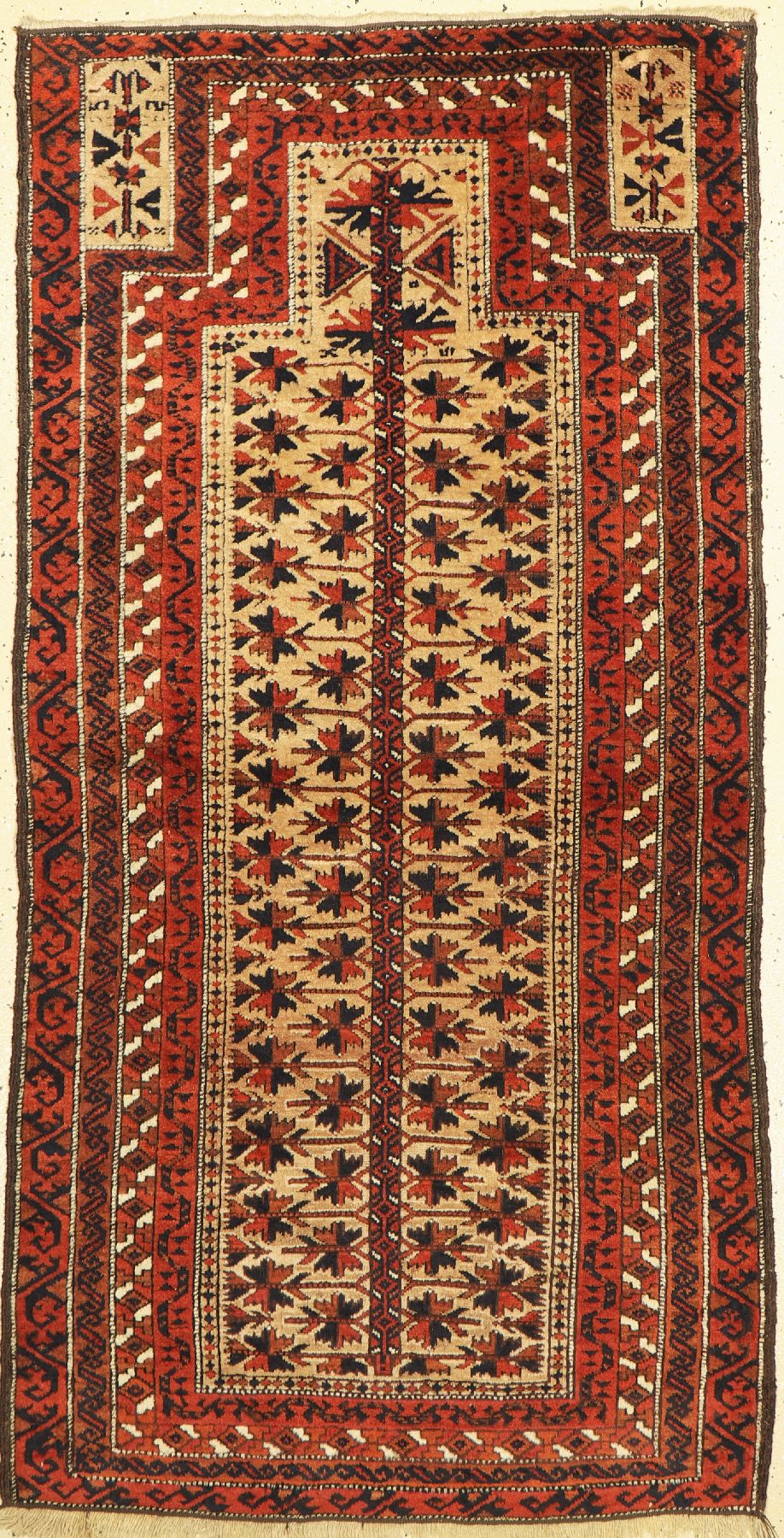 Antiker Belutsch Gebetsteppich, Persien, um 1900, Wolle auf Wolle, ca. 177 x 89 cm, EHZ: 2-3