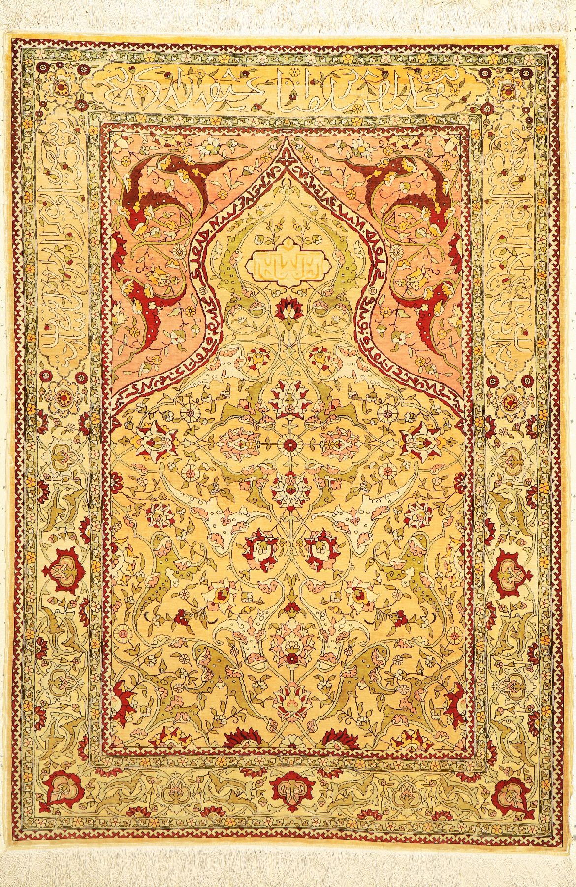 Hereke Seide fein, Signiert, Türkei, ca. 50Jahre, reine Naturseide, ca. 149 x 105 cm, ca.1,0 Mio. Kn/qm, EHZ: 2