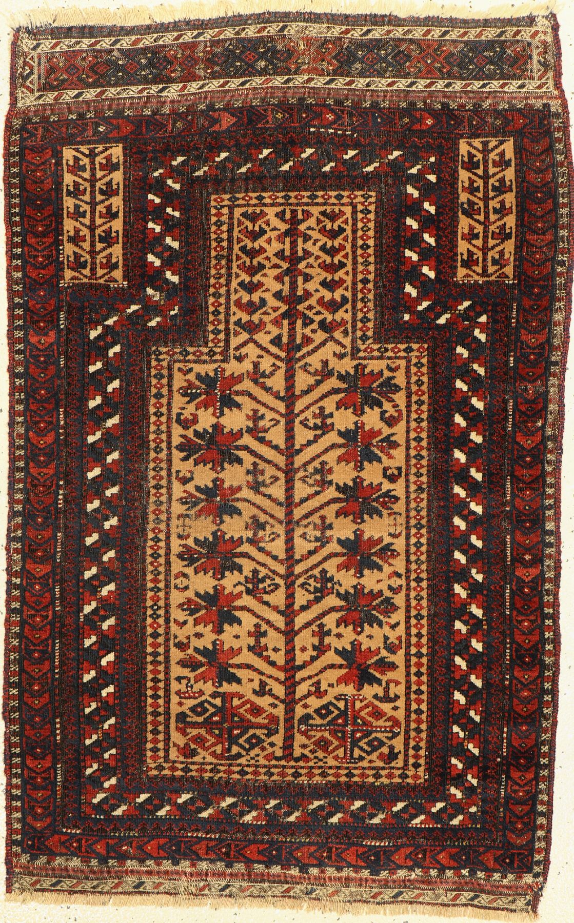 Antiker Belutsch Gebetsteppich Persien, 19. Jhd, Wolle auf Wolle, ca. 124 x 79 cm, EHZ: 3