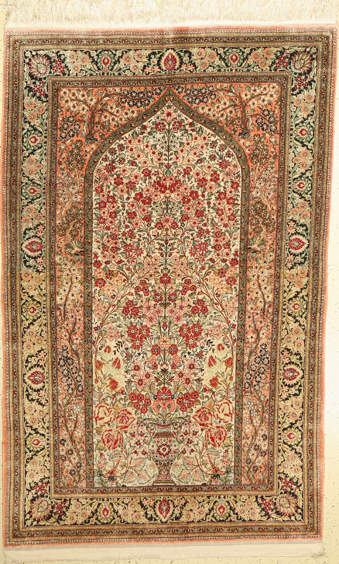 Ghom Seide, Persien, um 1960, reine Naturseide, ca. 215 x 137 cm, EHZ: 2