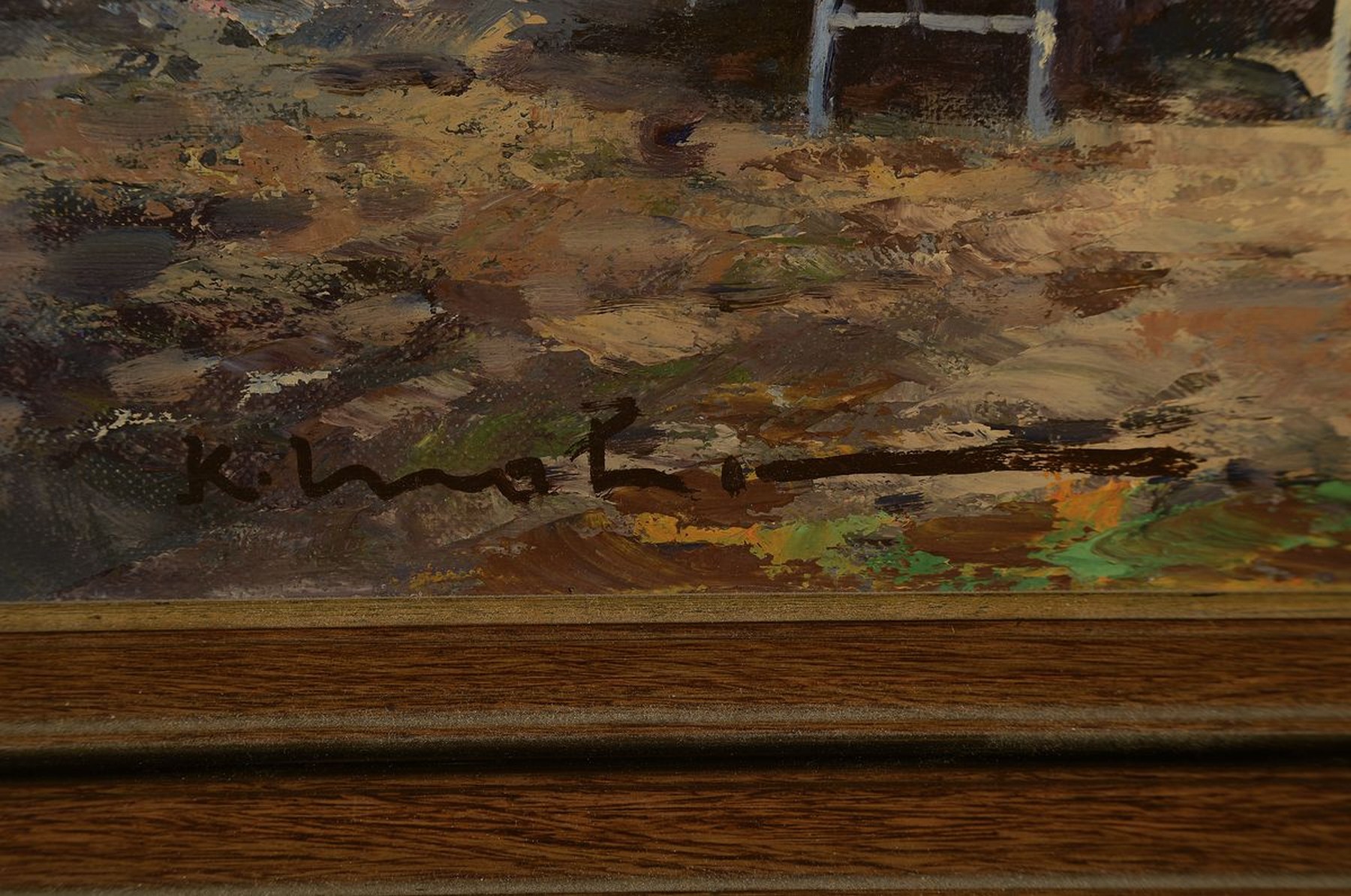 Detail a: Karl Mohr, 1922 - 2013, Biergartenansicht mit reicher Figurenstaffage, Öl/Lwd, links unten signiert, R., 80 x 70 cm