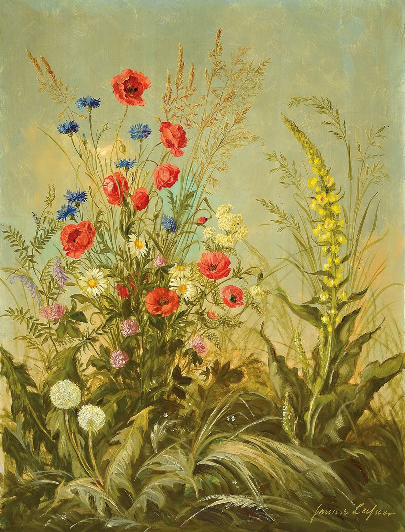 Hans Lechner, o.ä., Detailansicht einer üppigen Blumenwiese, Öl/Lwd, rechts unten signiert, R., 60 x 80 cm