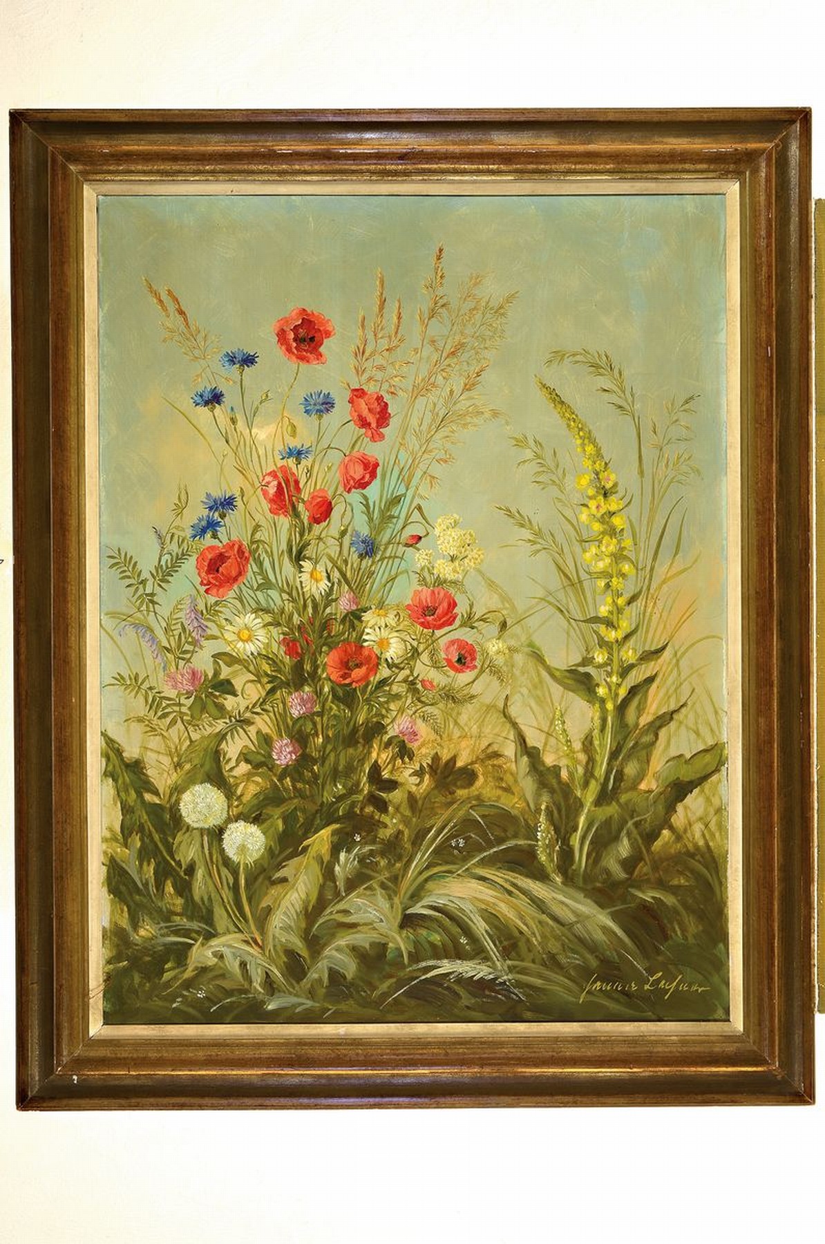 Detail k: Hans Lechner, o.ä., Detailansicht einer üppigen Blumenwiese, Öl/Lwd, rechts unten signiert, R., 60 x 80 cm