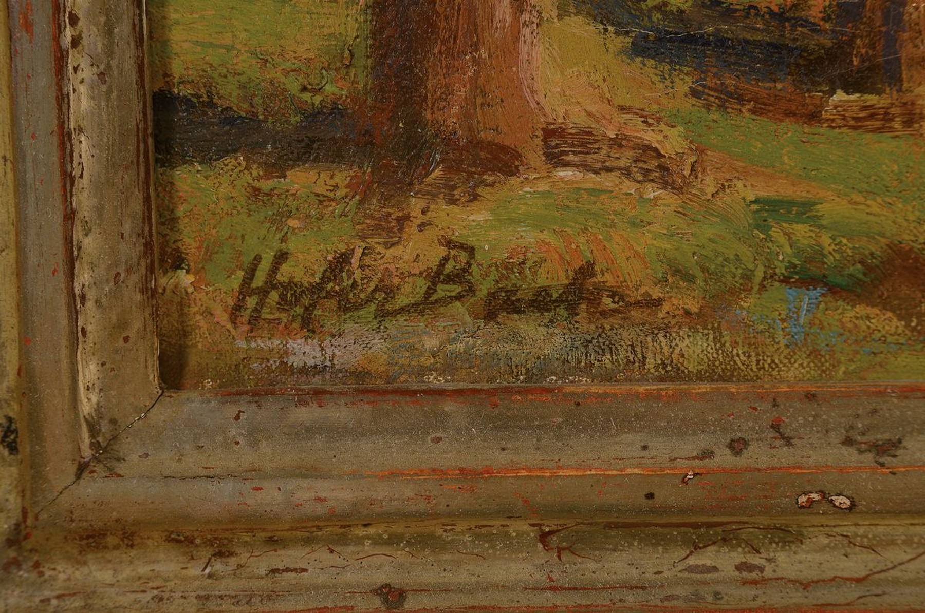 Detail a: Otto Hofer-Bach, 1897 Oberndorf am Neckar - 1970 Stuttgart, Frühlingslandschaft mit Blick auf die Alb, Öl/Lwd, signiert, ca. 58 x 74 cm, Rahmen l. ...