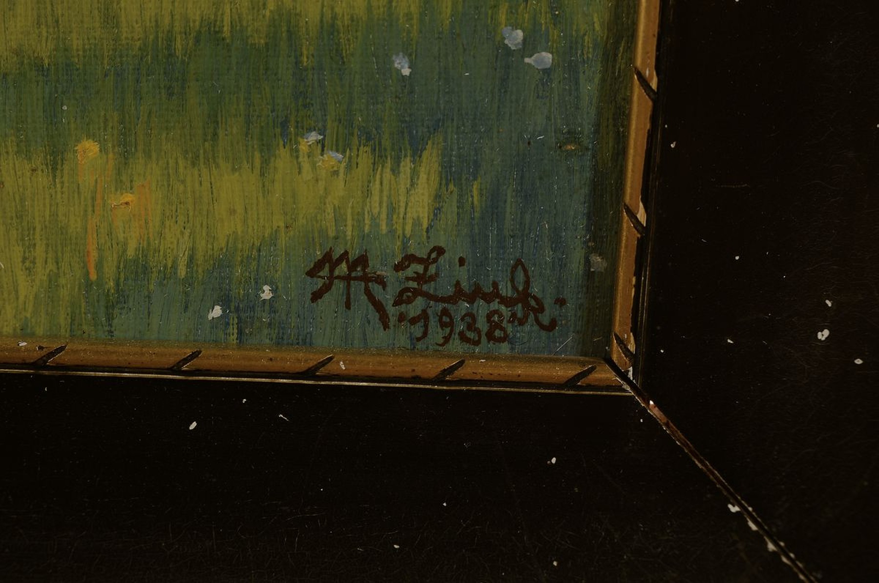 Detail a: M.T. Zink, Künstler des 19./20.Jh., Ansicht Kronbergs im Taunus, Öl/Platte, rechts unten signiert u. datiert 1938, R., ca. 40x45 cm