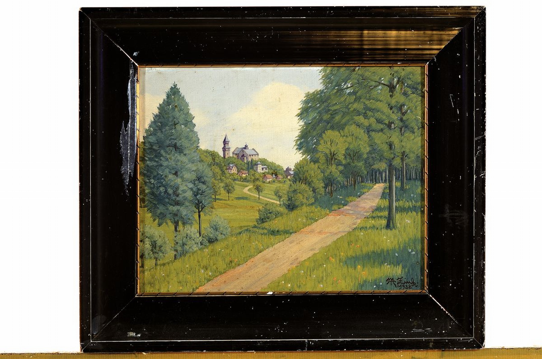 Detail k: M.T. Zink, Künstler des 19./20.Jh., Ansicht Kronbergs im Taunus, Öl/Platte, rechts unten signiert u. datiert 1938, R., ca. 40x45 cm