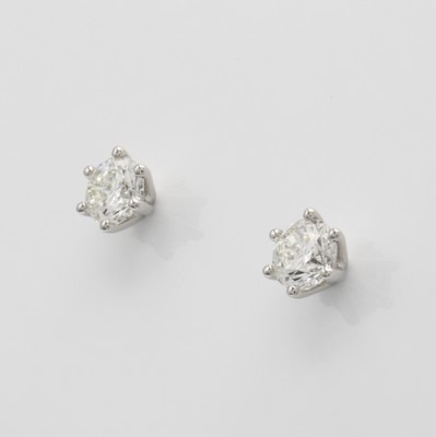 26358610a - Paar Ohrstecker mit Brillanten, WG 750/000, 2 Brill. in Krappenfassung zus. ca. 1.50 ct ...