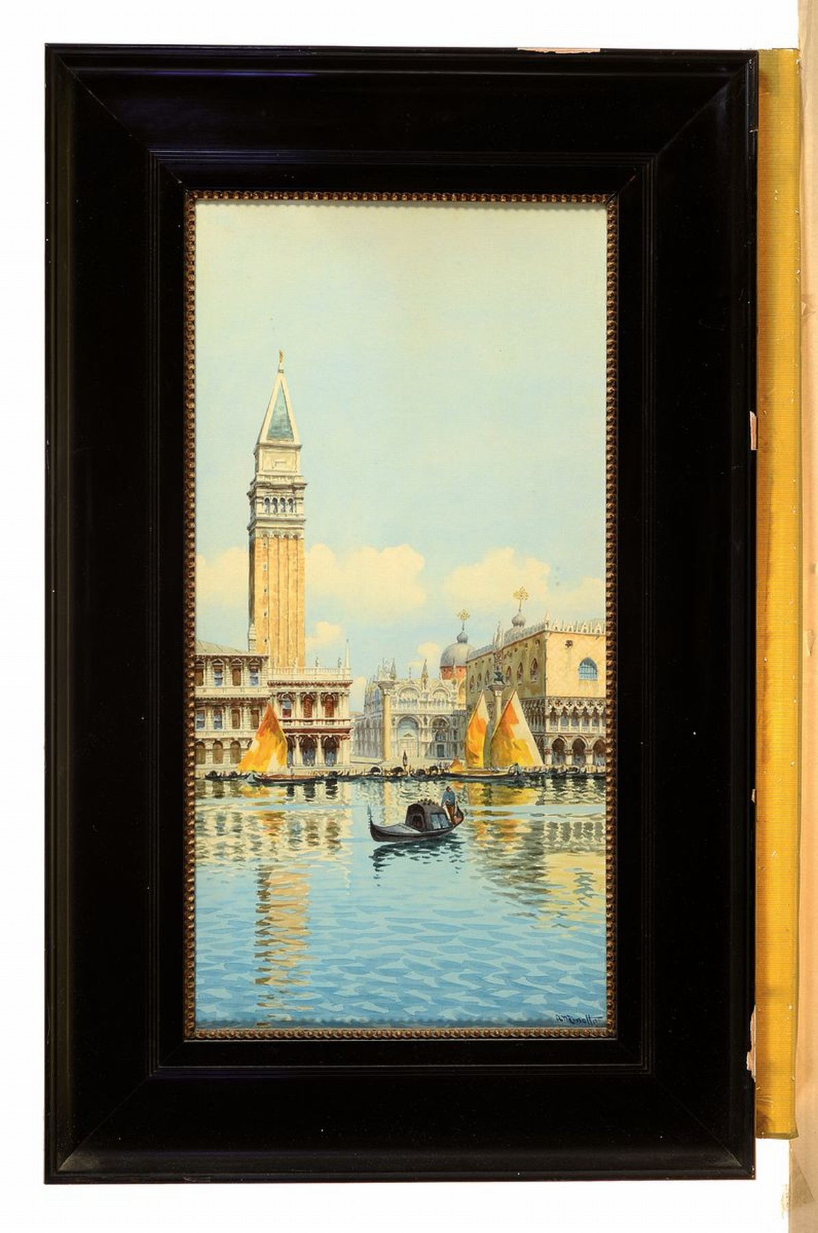 Detail k: Mimotto, Maler der 1. Hälfte des 20. Jh., Ansicht von Venedig, Aquarell, signiert, ca. 58 x 30 cm, unter Glas, Rahmen