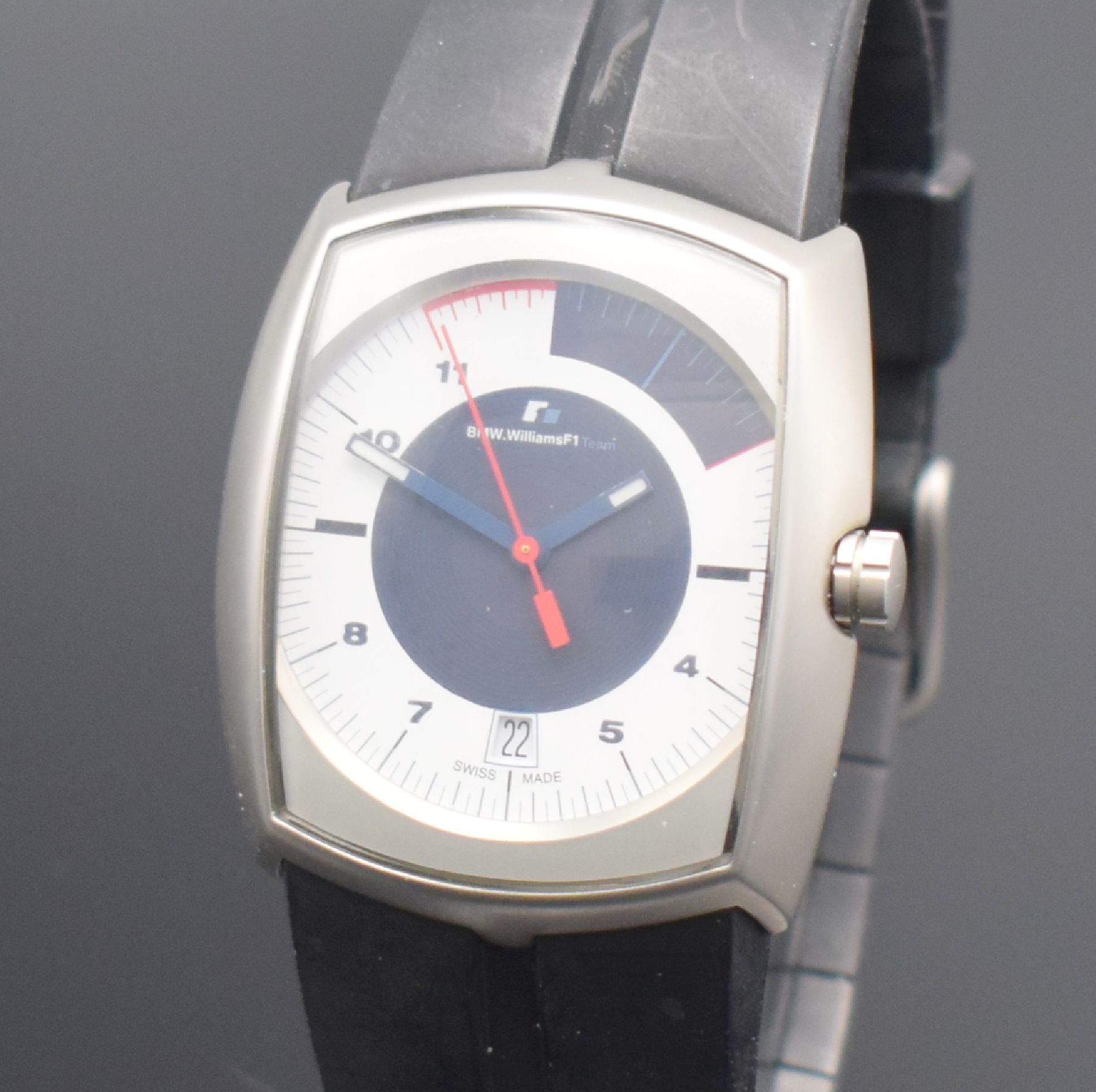 Detail c: BMW WILLIAMS F1 Team Armbanduhr in Stahl, Schweiz um 2003, quarz, matt. Geh., Boden 4- fach verschr., orig. Kautschukband m. orig. Dornschl., ...