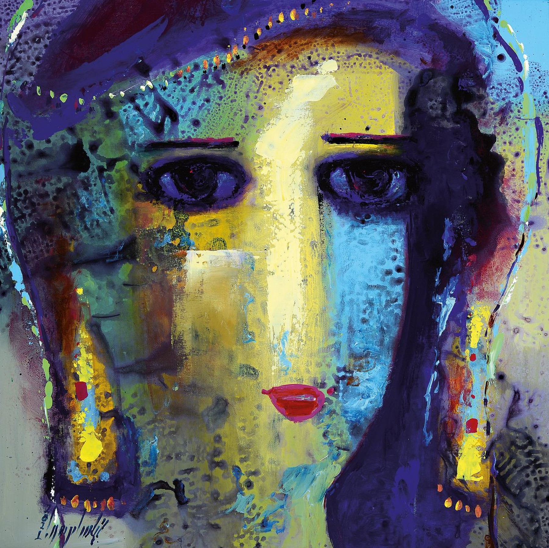 Abbas Al Mosawi, geb. 1952, Acryl/Lwd, zwei Pendants, Frauenköpfe, Öl/Lwd, beide signiert und dat. 2021, je 73.5 x 73.5 cm