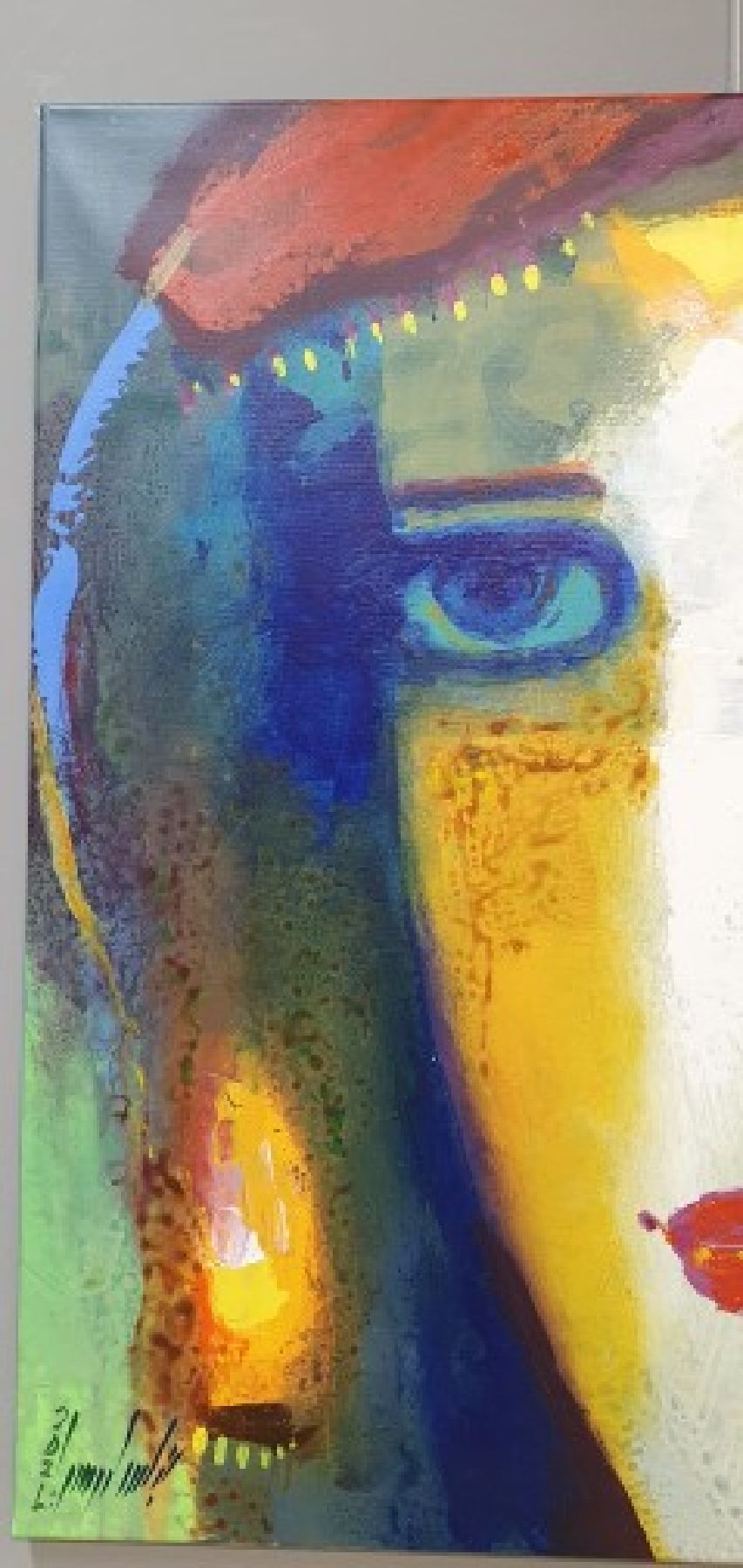 Detail c: Abbas Al Mosawi, geb. 1952, Acryl/Lwd, zwei Pendants, Frauenköpfe, Öl/Lwd, beide signiert und dat. 2021, je 73.5 x 73.5 cm
