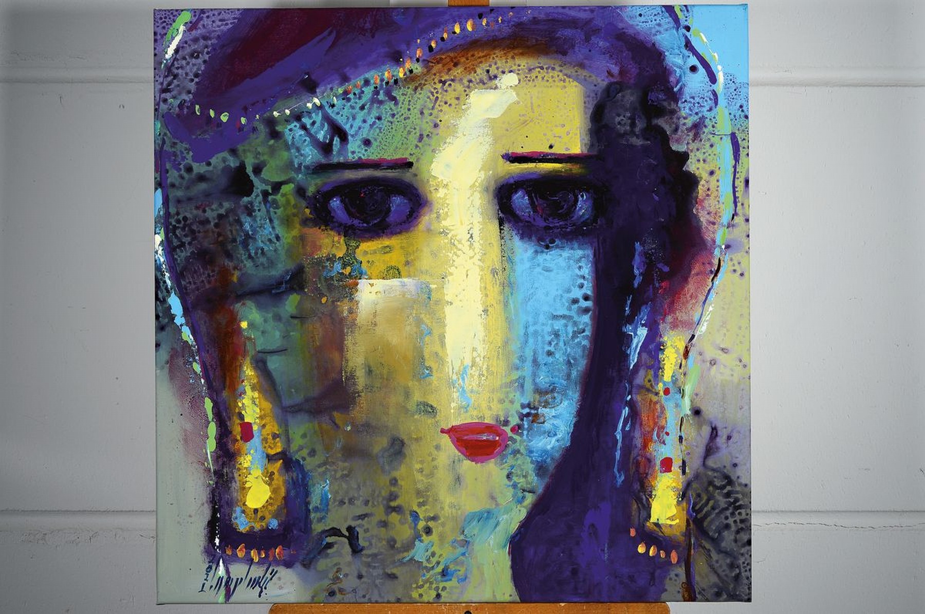 Detail k: Abbas Al Mosawi, geb. 1952, Acryl/Lwd, zwei Pendants, Frauenköpfe, Öl/Lwd, beide signiert und dat. 2021, je 73.5 x 73.5 cm