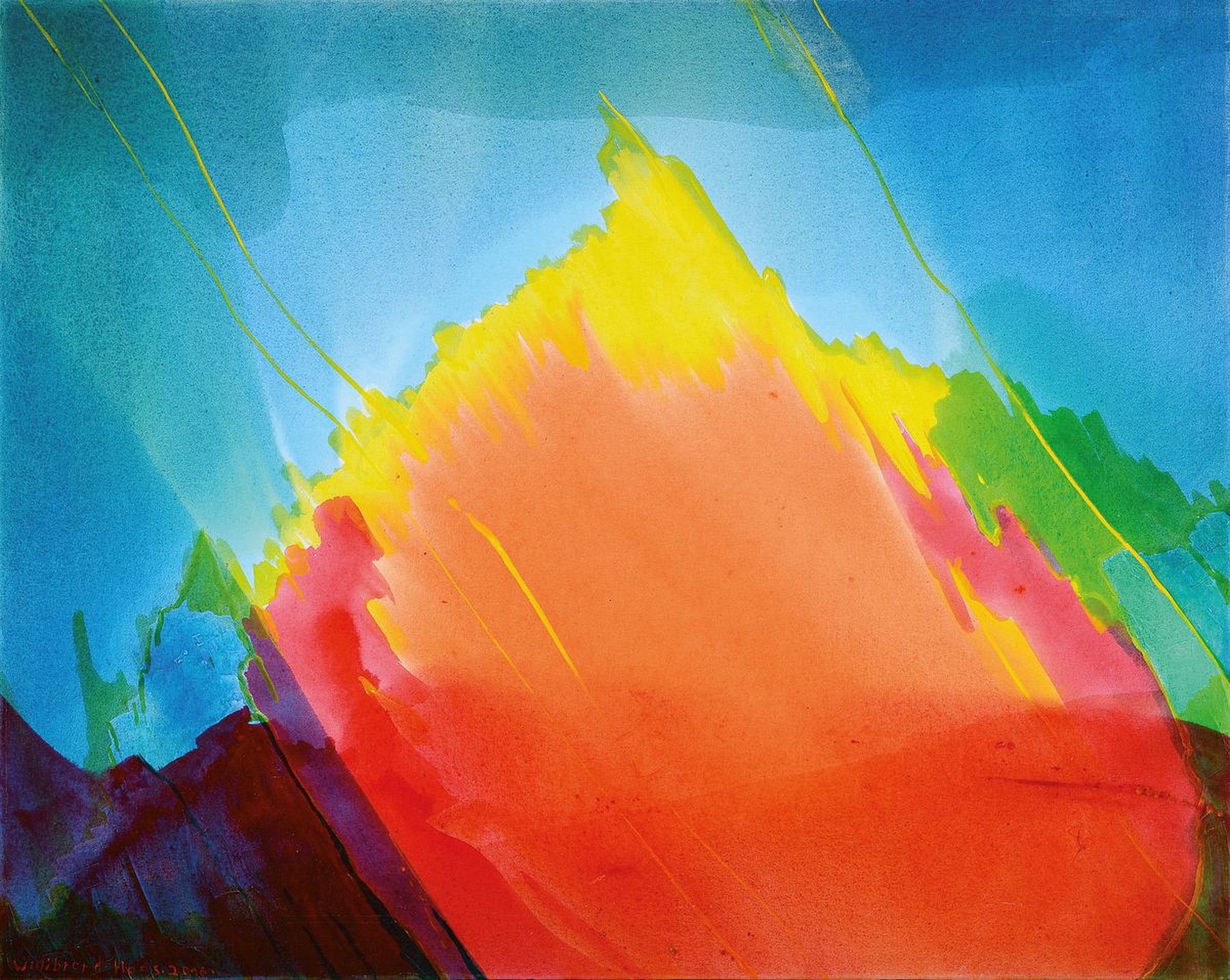 Willibrord Haas, geb. 1936, bekannter Berliner Künstler, abstrakte Komposition, Acryl/Lwd, signiert, dat. 2016, 80 x 100 cm