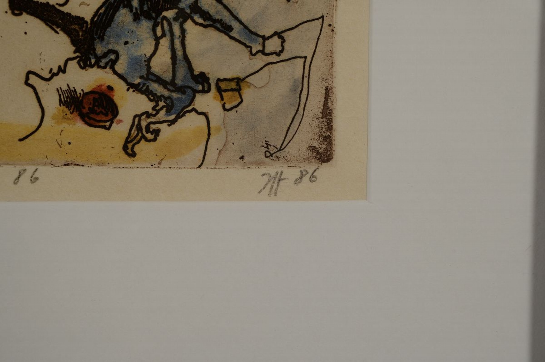 Detail c: Horst Janssen, 1929 - 1995, Aquarell über Radierung auf Japanbütten, re. u. handsigniert, in der Platte bez." Svanshall verkehrt ...